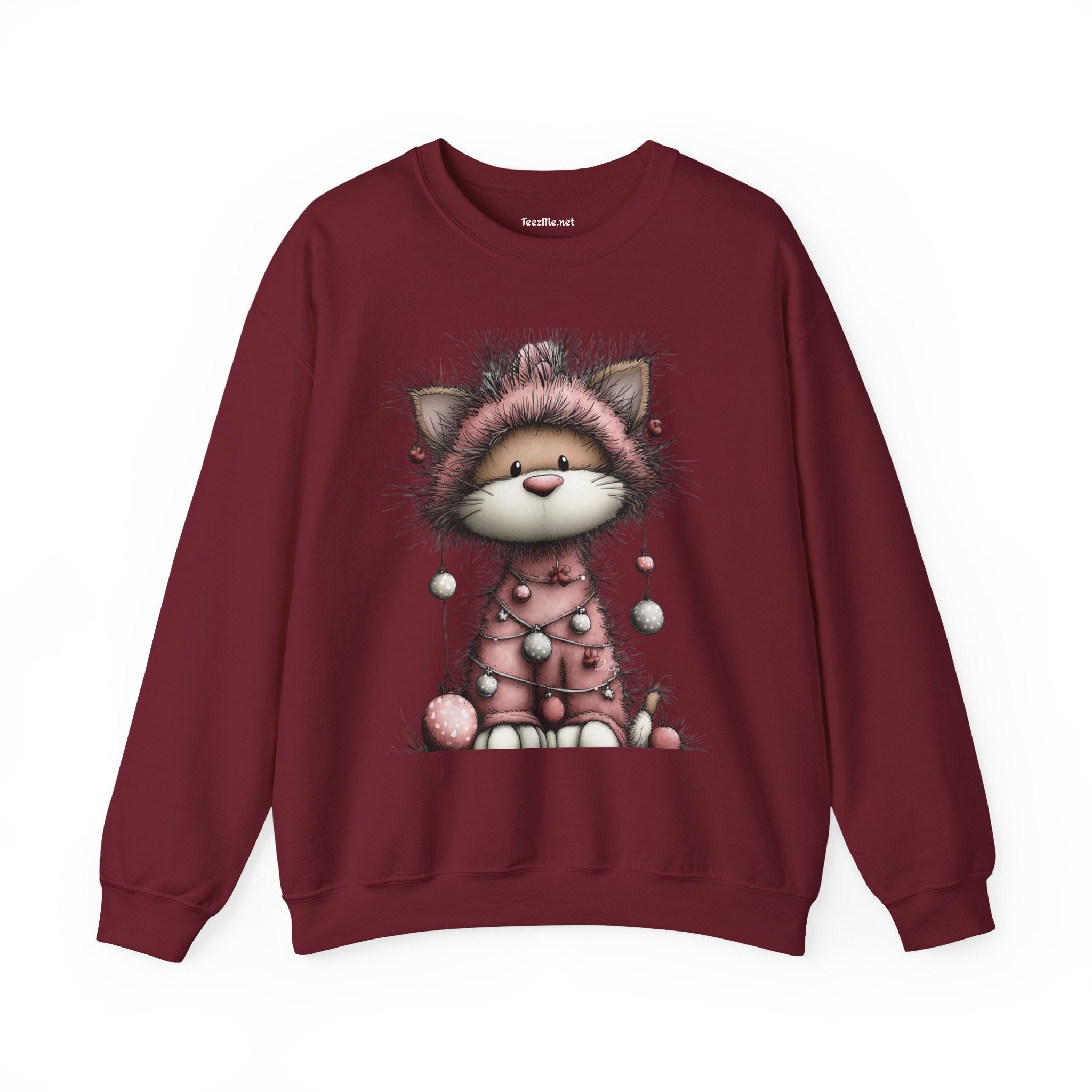 Whimsical Holiday Cat 02 Unisex Heavy Blend™ Crewneck Sweatshirt