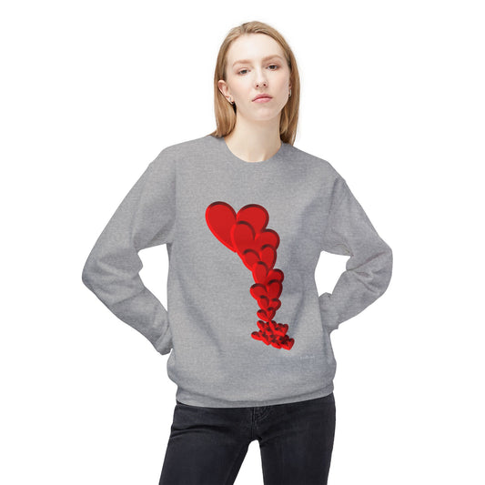 Falling Hearts - Unisex Midweight Softstyle Fleece Crewneck Sweatshirt