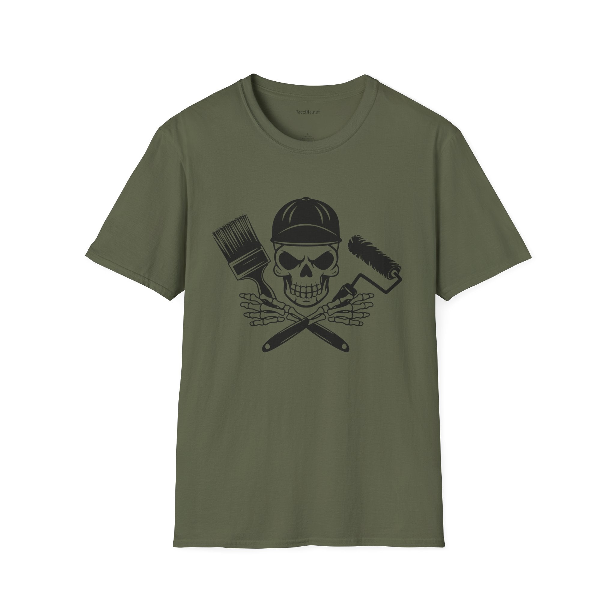 Painter Skeleton Unisex Softstyle T-Shirt 100% Cotton Graphic