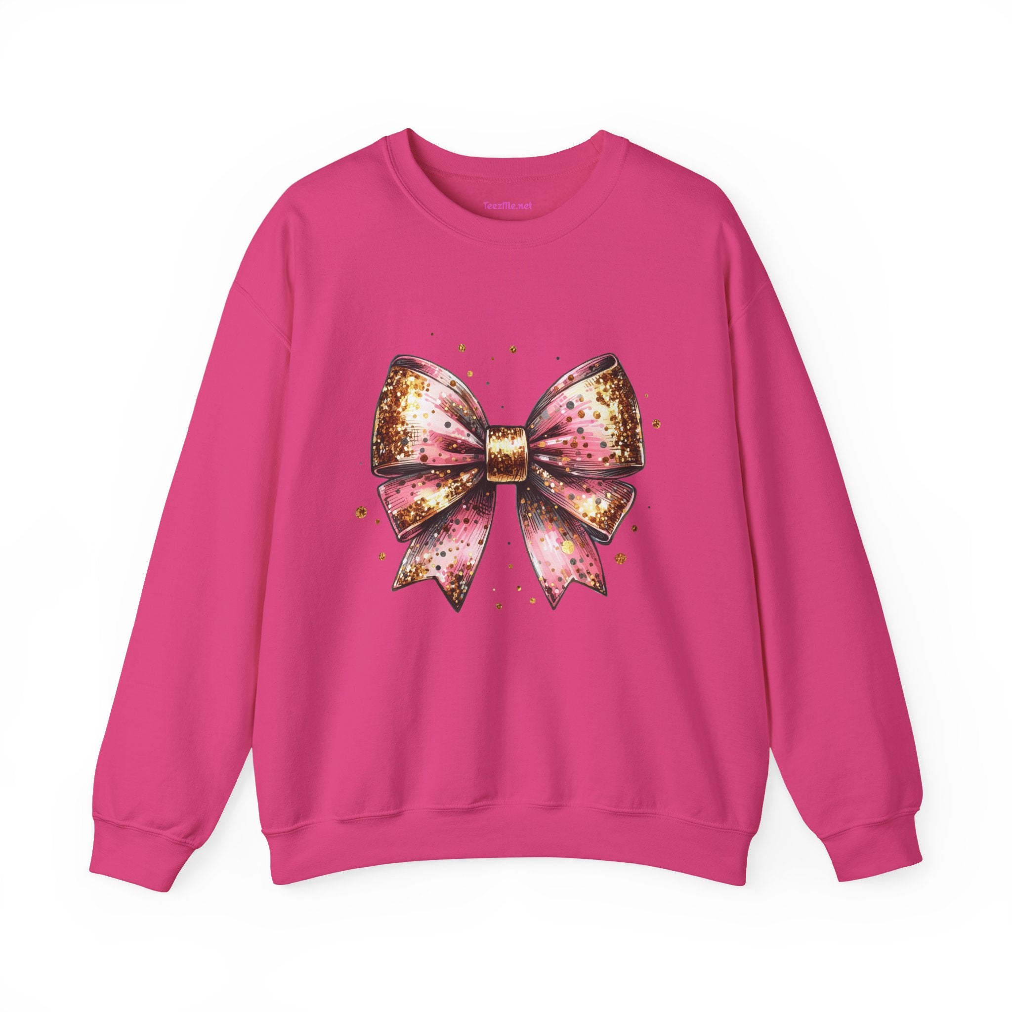 Pink and Gold Bow Unisex Heavy Blend™ Crewneck Sweatshirt Graphic