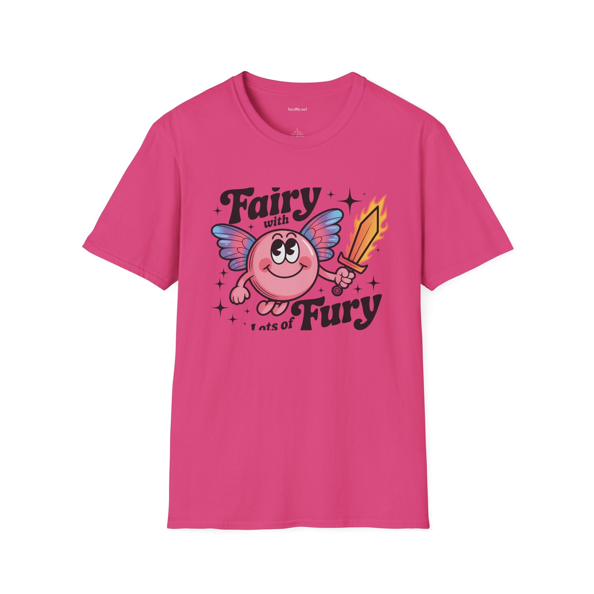 Fairy with Lots of Fury Unisex Softstyle T-Shirt 100% Cotton Graphic