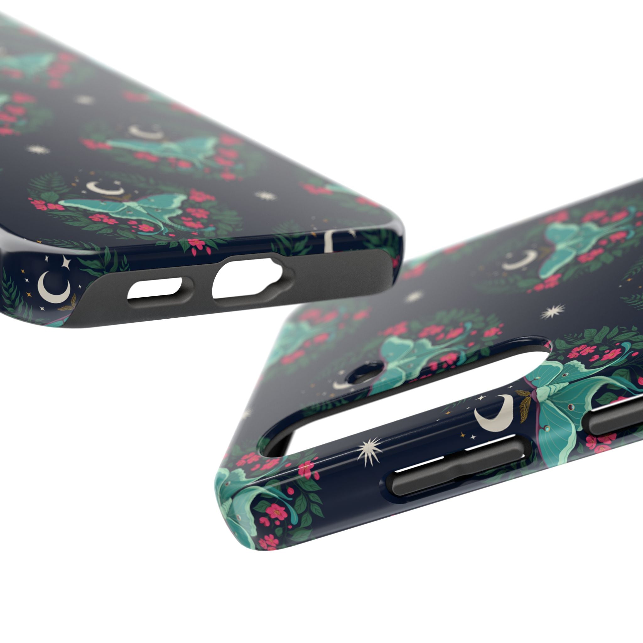 Moon Moth Tough Phone Case — Botanical Nightscape Protective Cover