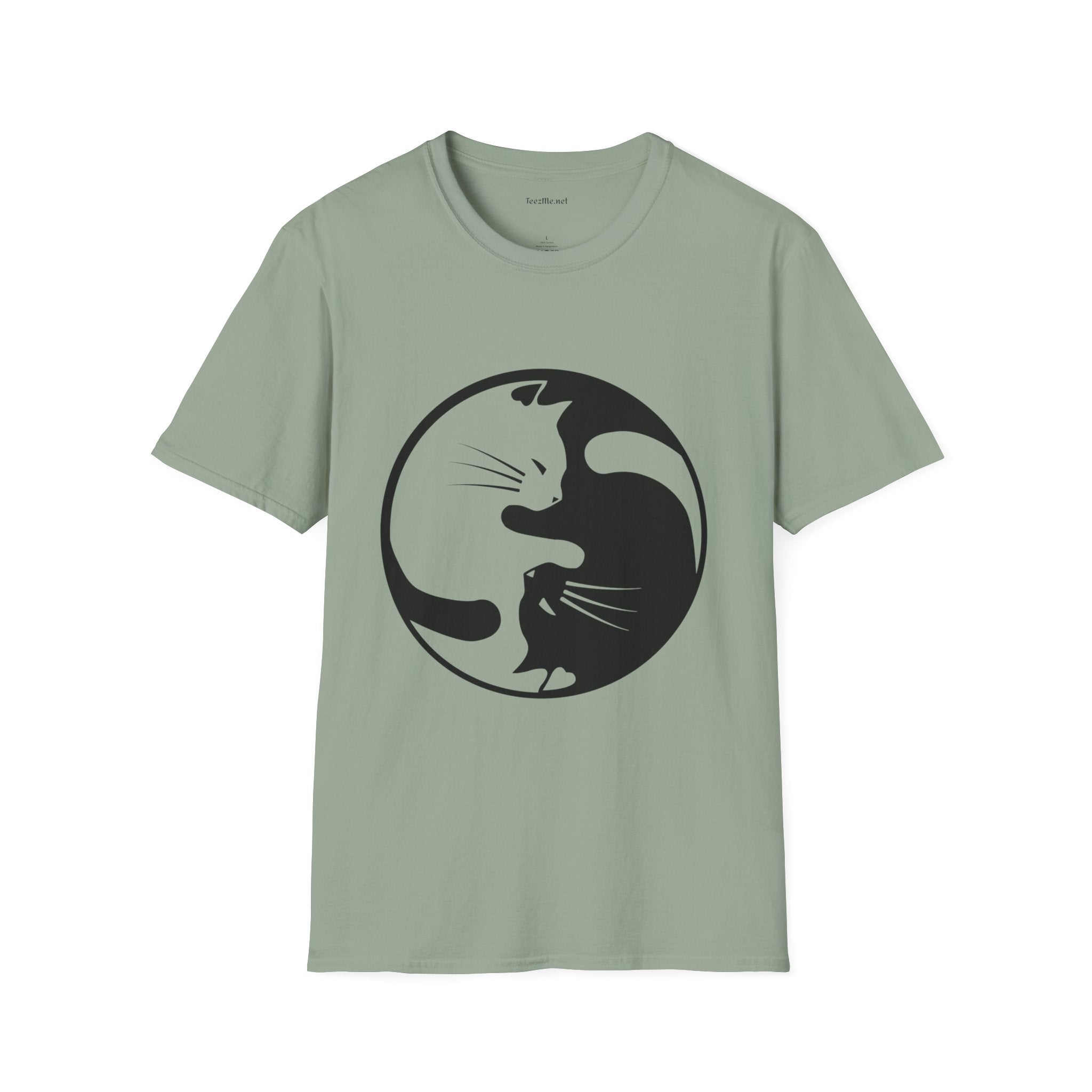 Yin Yang Cat3 Unisex Soft T-Shirt 100% Cotton Graphic