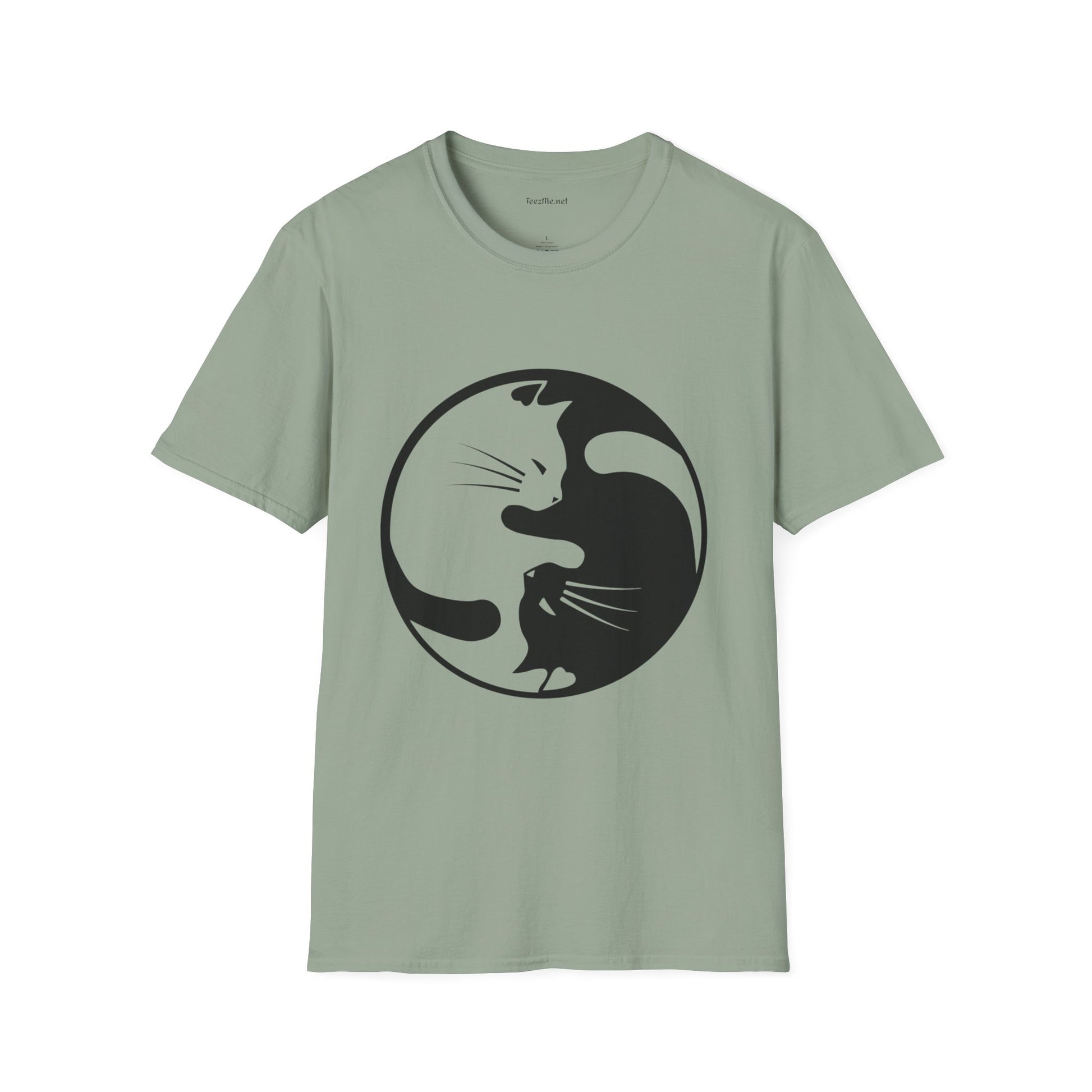 Yin Yang Cat3 Unisex Soft T-Shirt 100% Cotton Graphic