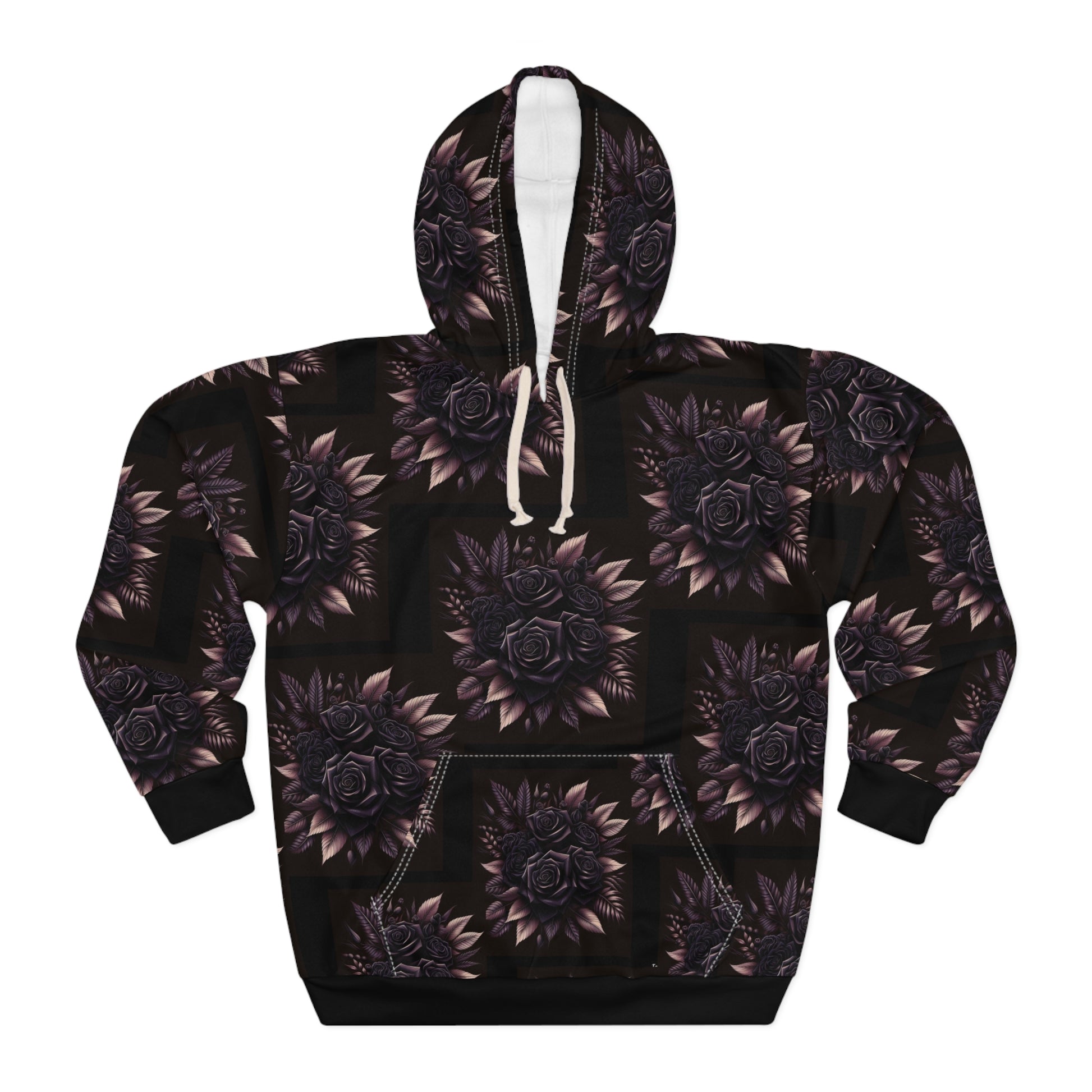Black Rose Unisex Pullover Hoodie (AOP)