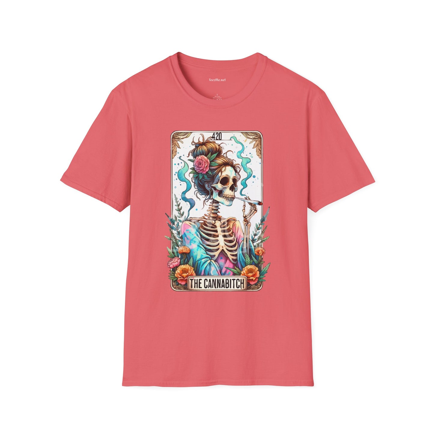 Boho Stoner Skeleton Cannabitch Unisex Softstyle T-Shirt 100% Cotton Graphic