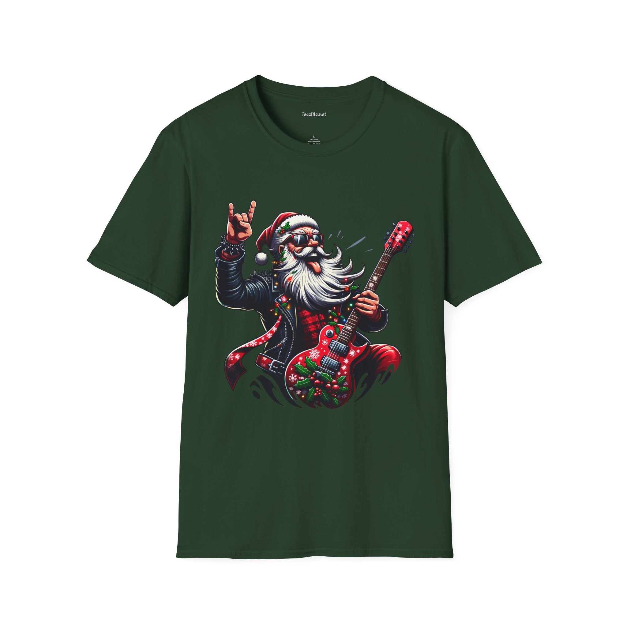 Rockin' Santa Unisex Softstyle T-Shirt 100% Cotton Graphic