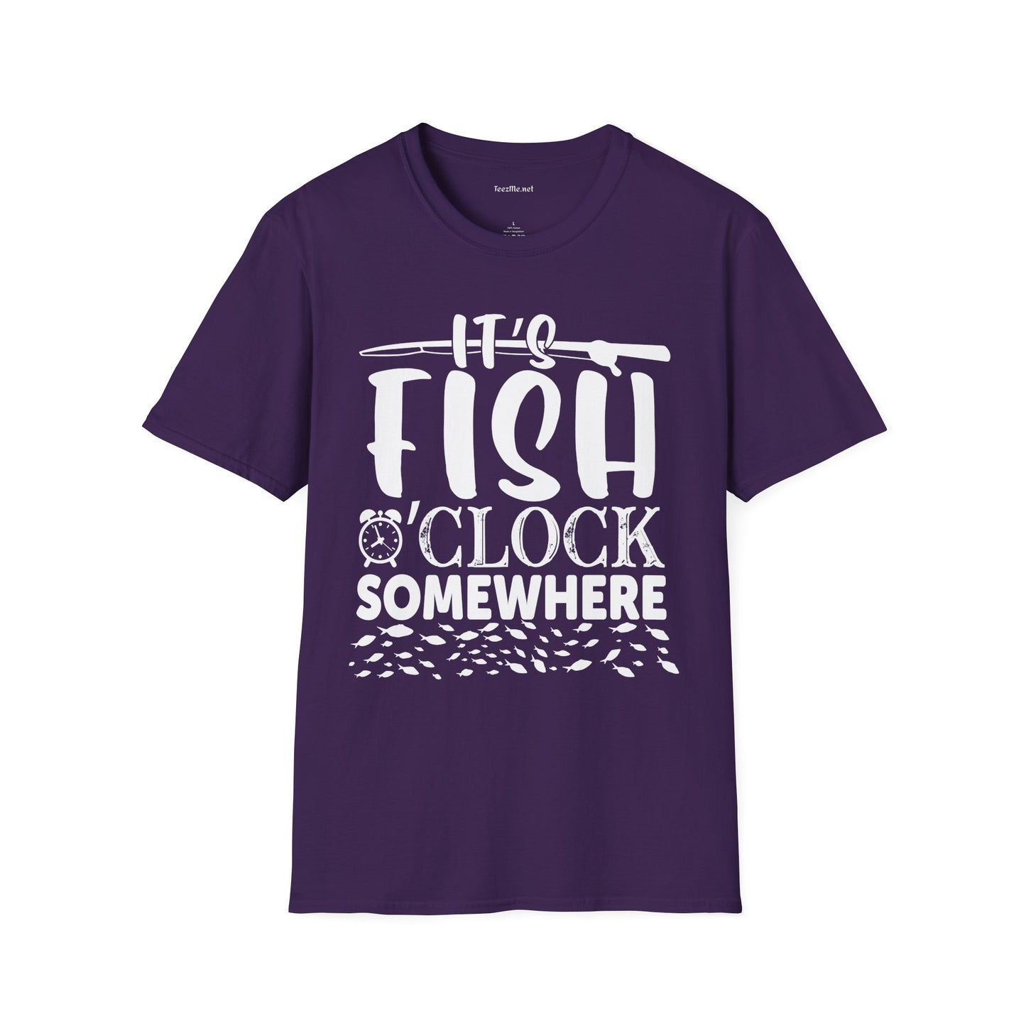 It's Fish O'clock Somewhere Unisex Soft Style T-Shirt 100% Cotton Graphic