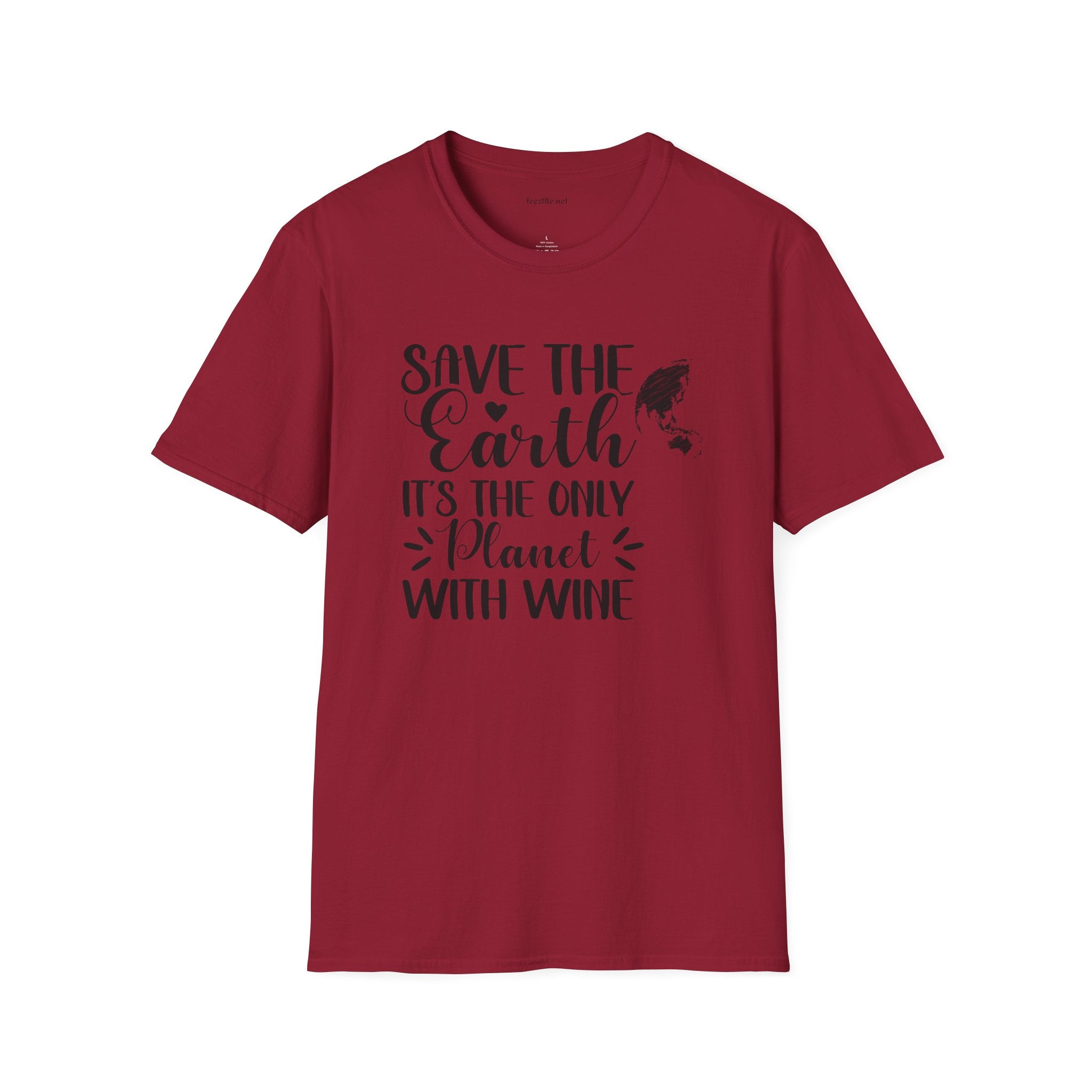 Save the Earth (Wine) Unisex Soft T-Shirt 100% Cotton Graphic