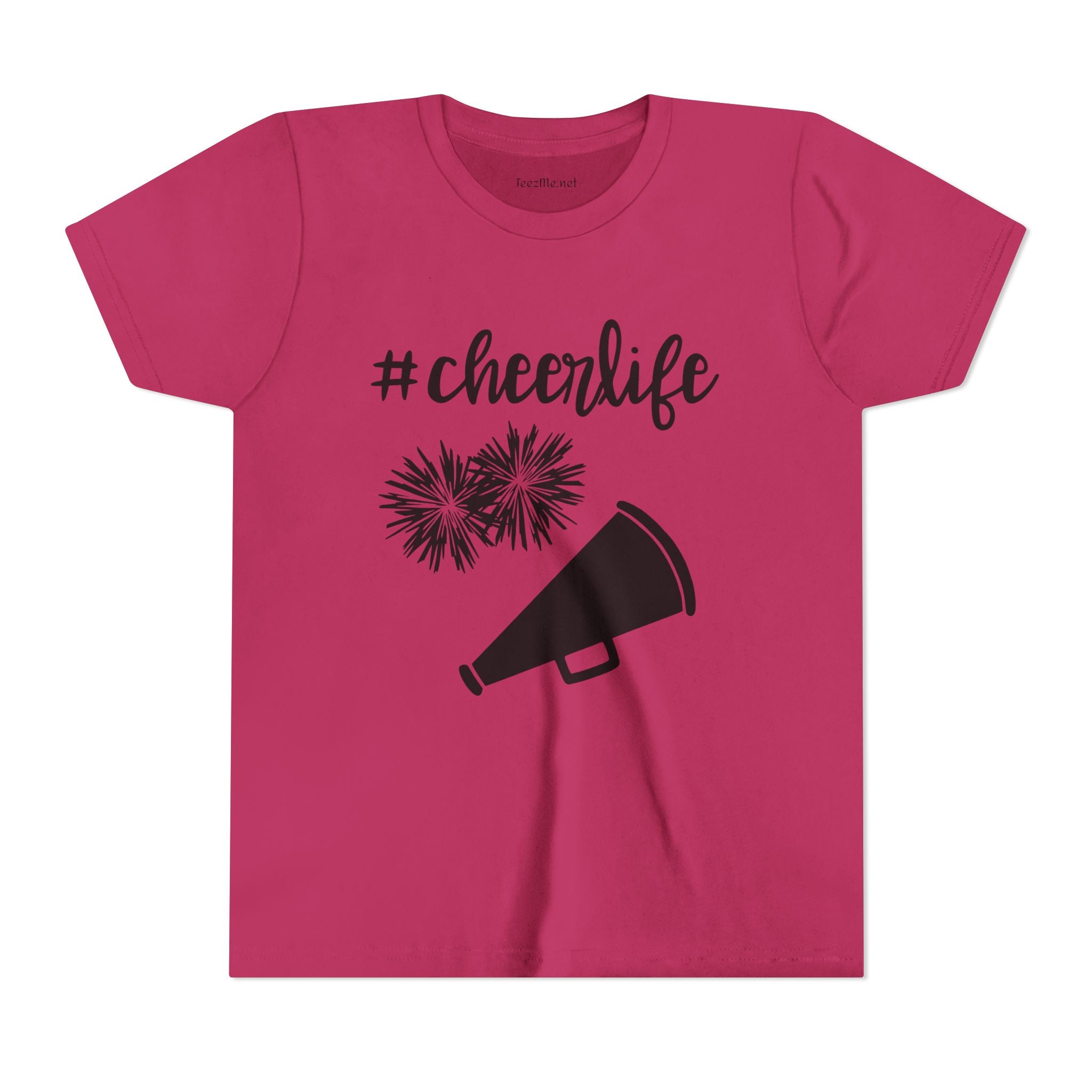 Youth Cheer Tee - “#cheerlife” Megaphone & Pom Design