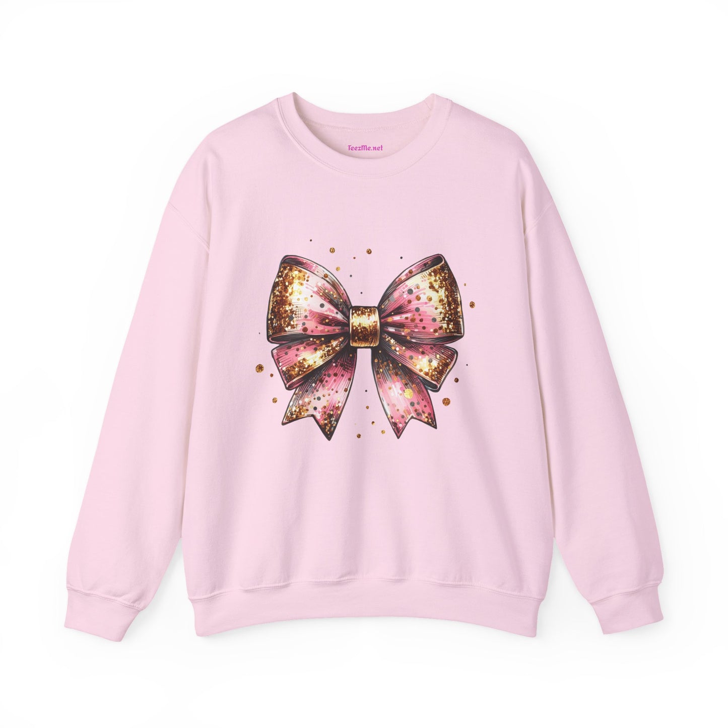 Pink and Gold Bow Unisex Heavy Blend™ Crewneck Sweatshirt Graphic