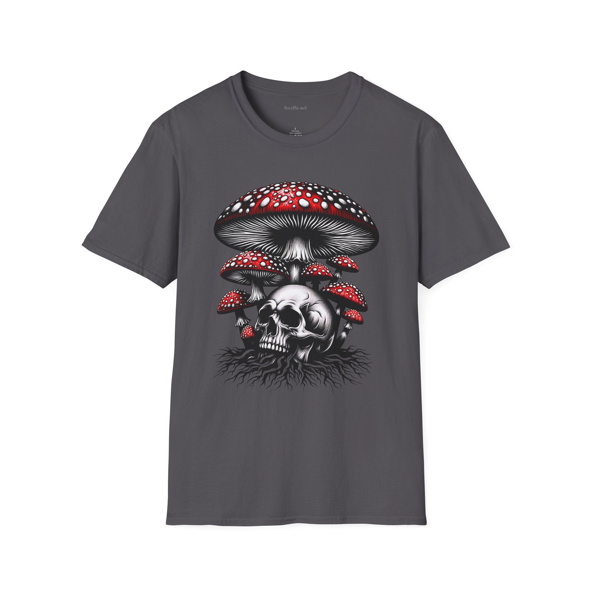 Skull with Mushroom Unisex Softstyle T-Shirt 100% Cotton Graphic