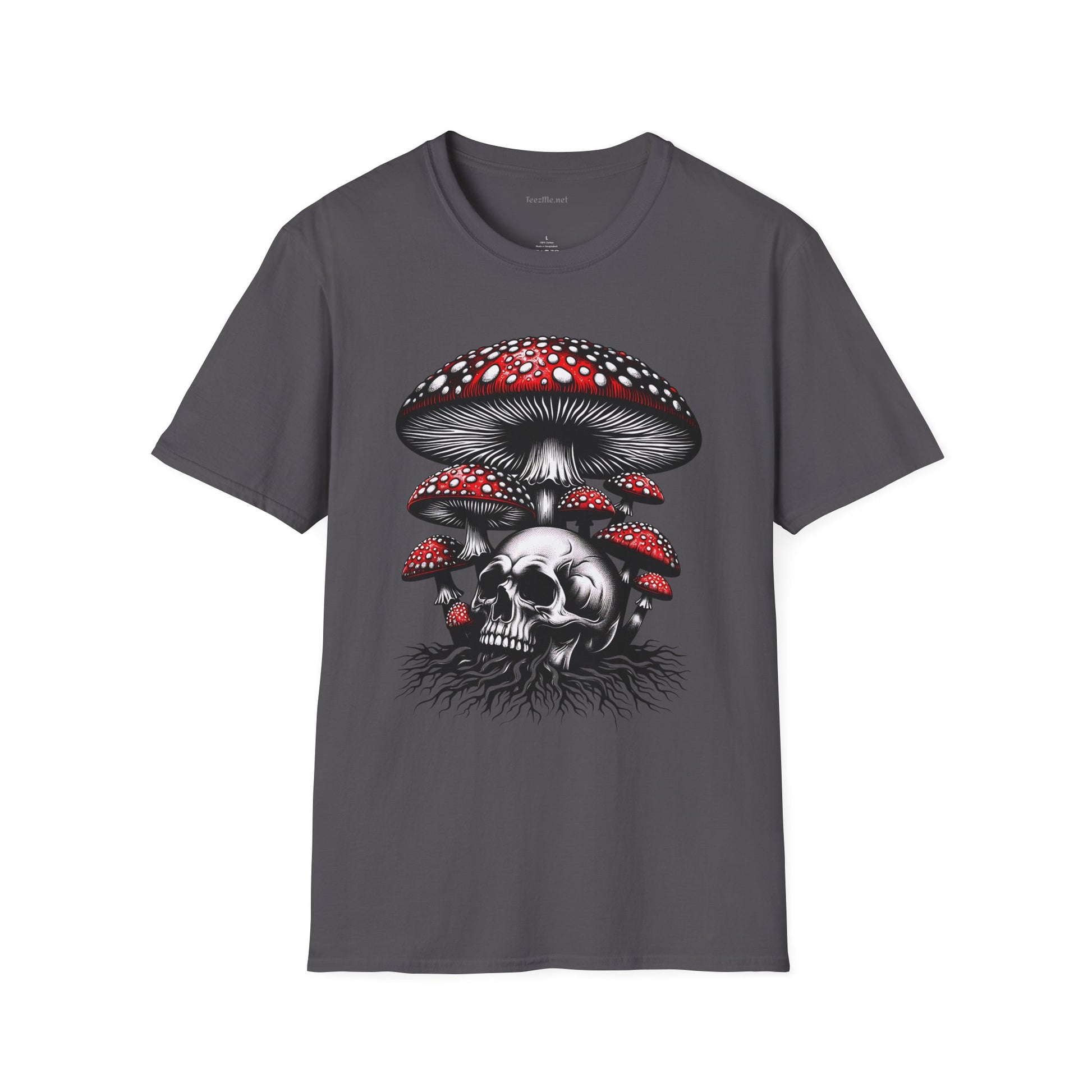 Skull with Mushroom Unisex Softstyle T-Shirt 100% Cotton Graphic