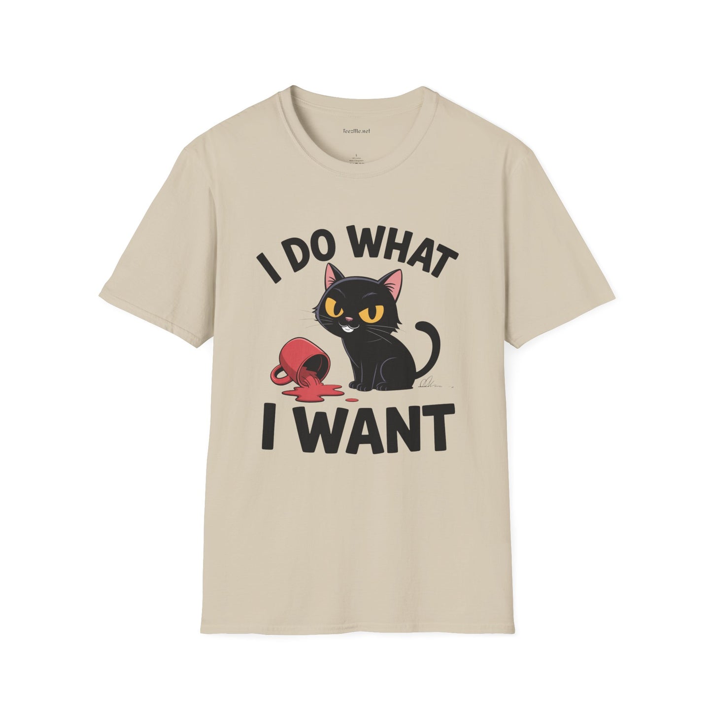 I Do What I Want (with Cat)  Unisex Softstyle T-Shirt 100% Cotton Graphic