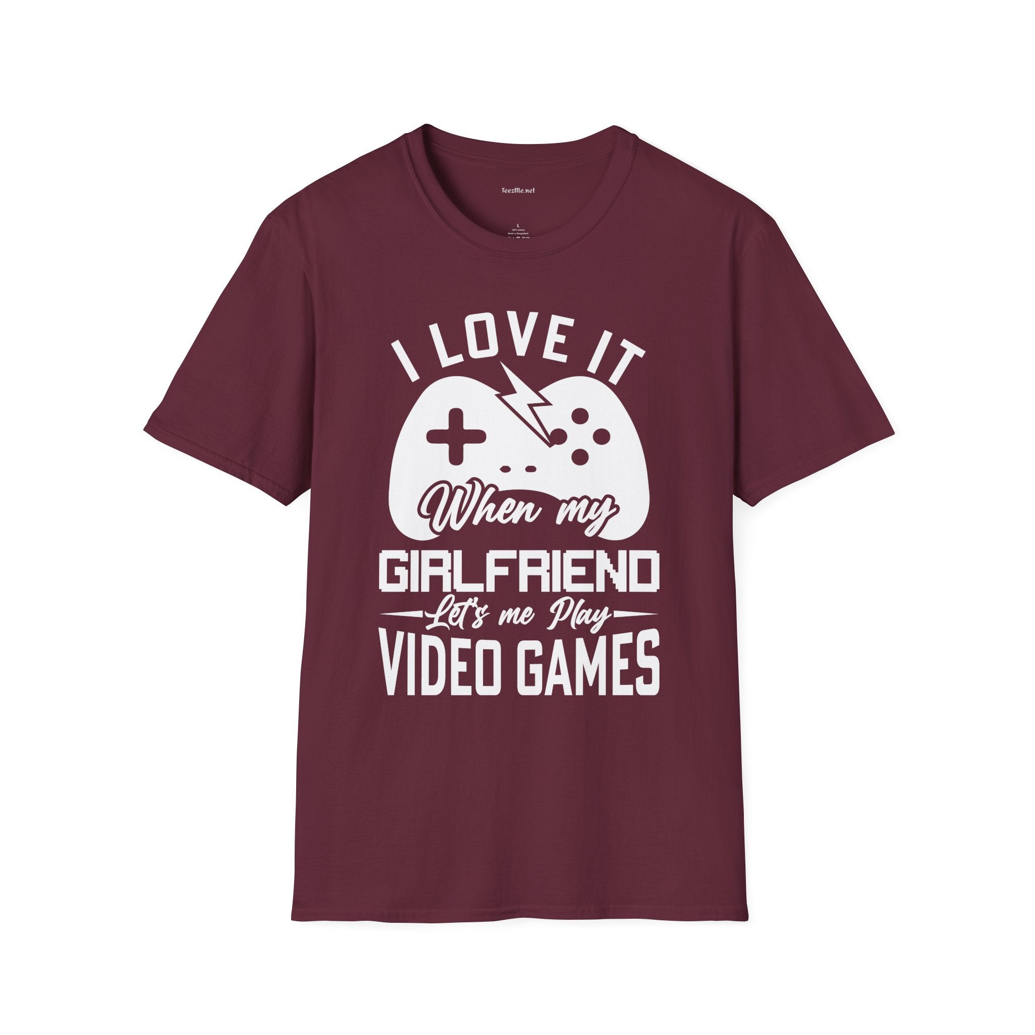 I Love It When My Girlfriend Let's Me Play Unisex Softstyle T-Shirt 100% Cotton Graphic