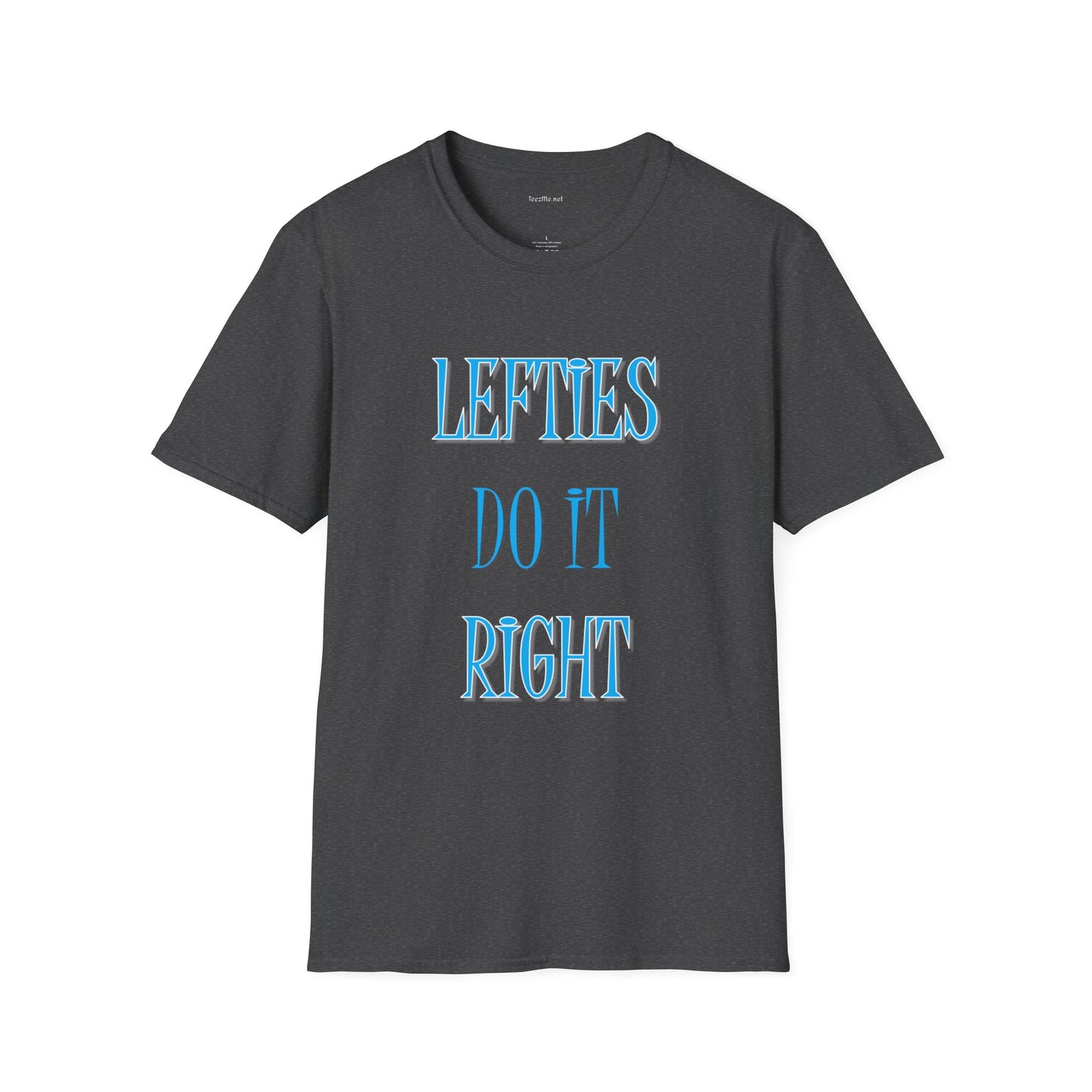 Lefties do it Right (blue) - Unisex Softstyle T-Shirt 100% Cotton Graphic