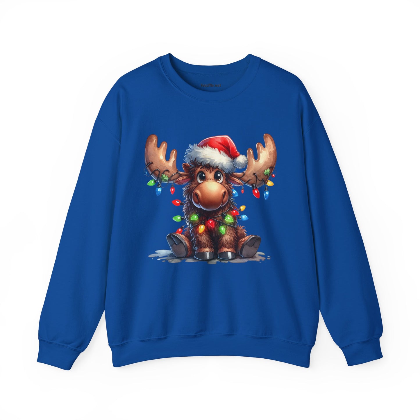 Adorable Christmas Moose Unisex Heavy Blend™ Crewneck Sweatshirt Graphic Seasonal