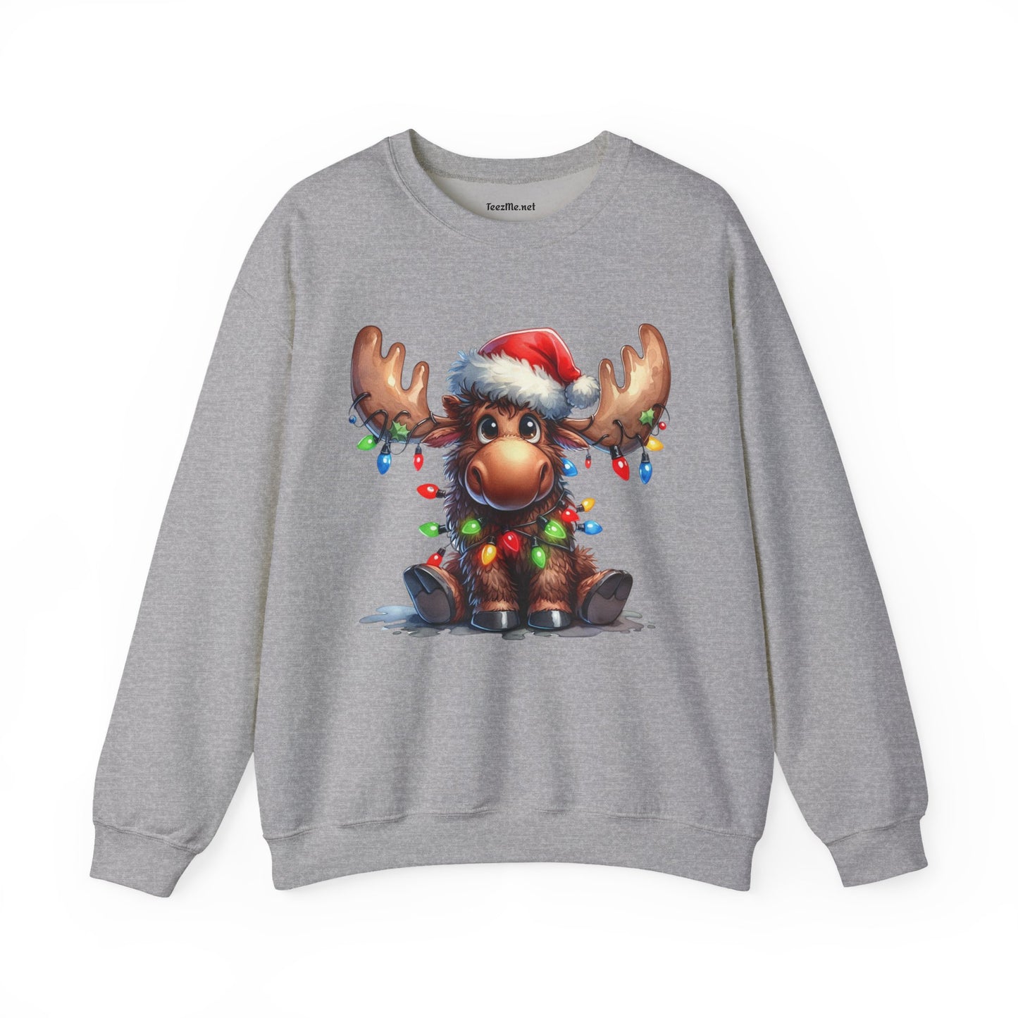 Adorable Christmas Moose Unisex Heavy Blend™ Crewneck Sweatshirt Graphic Seasonal