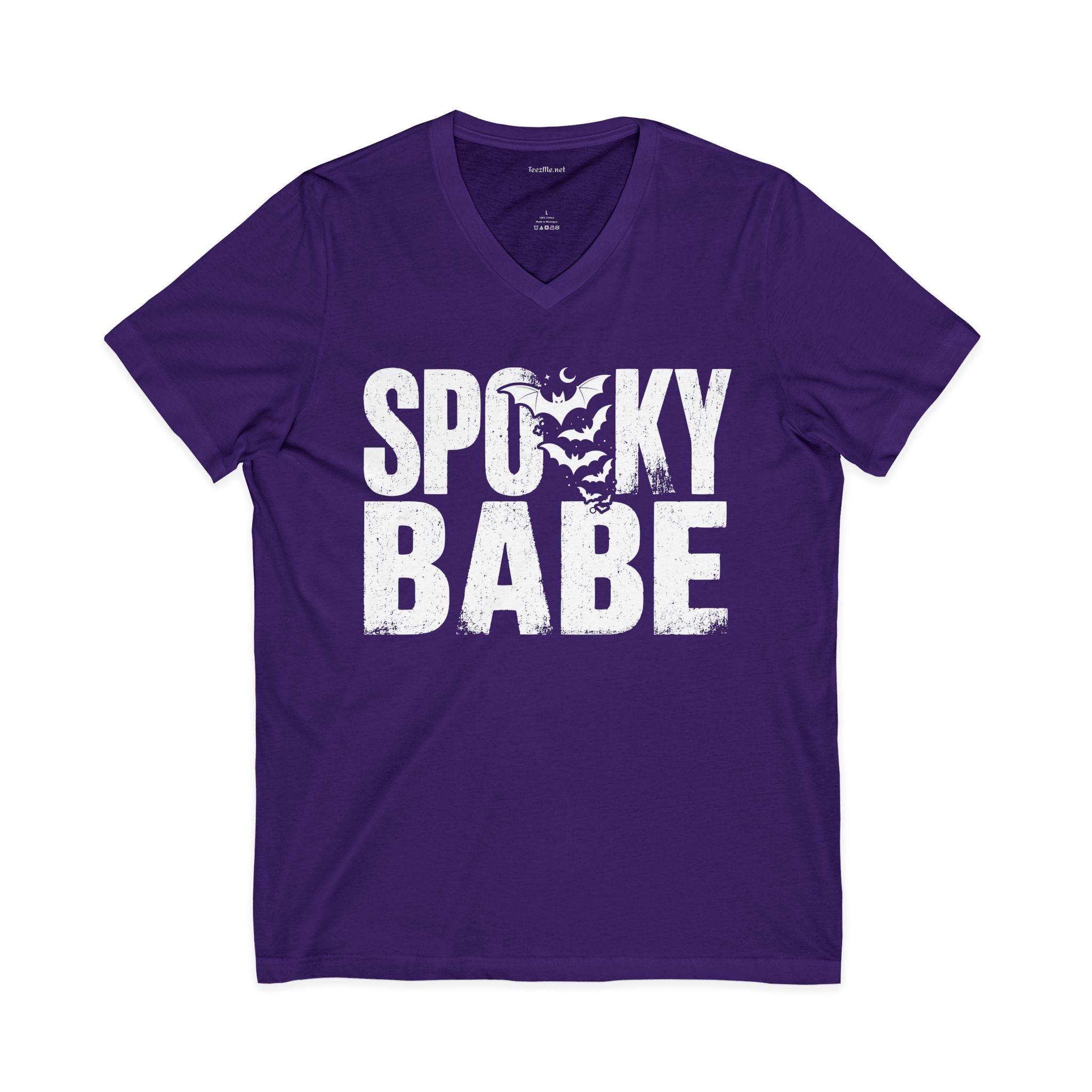 Spooky Babe V-Neck Tee — Halloween Graphic T-Shirt for Women