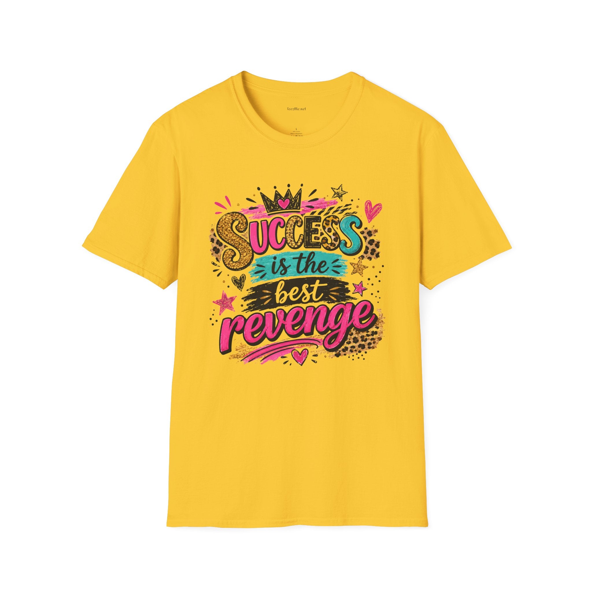 Success Is The Best Revenge T-Shirt — Leopard Print Graphic Tee, Motivational Gift