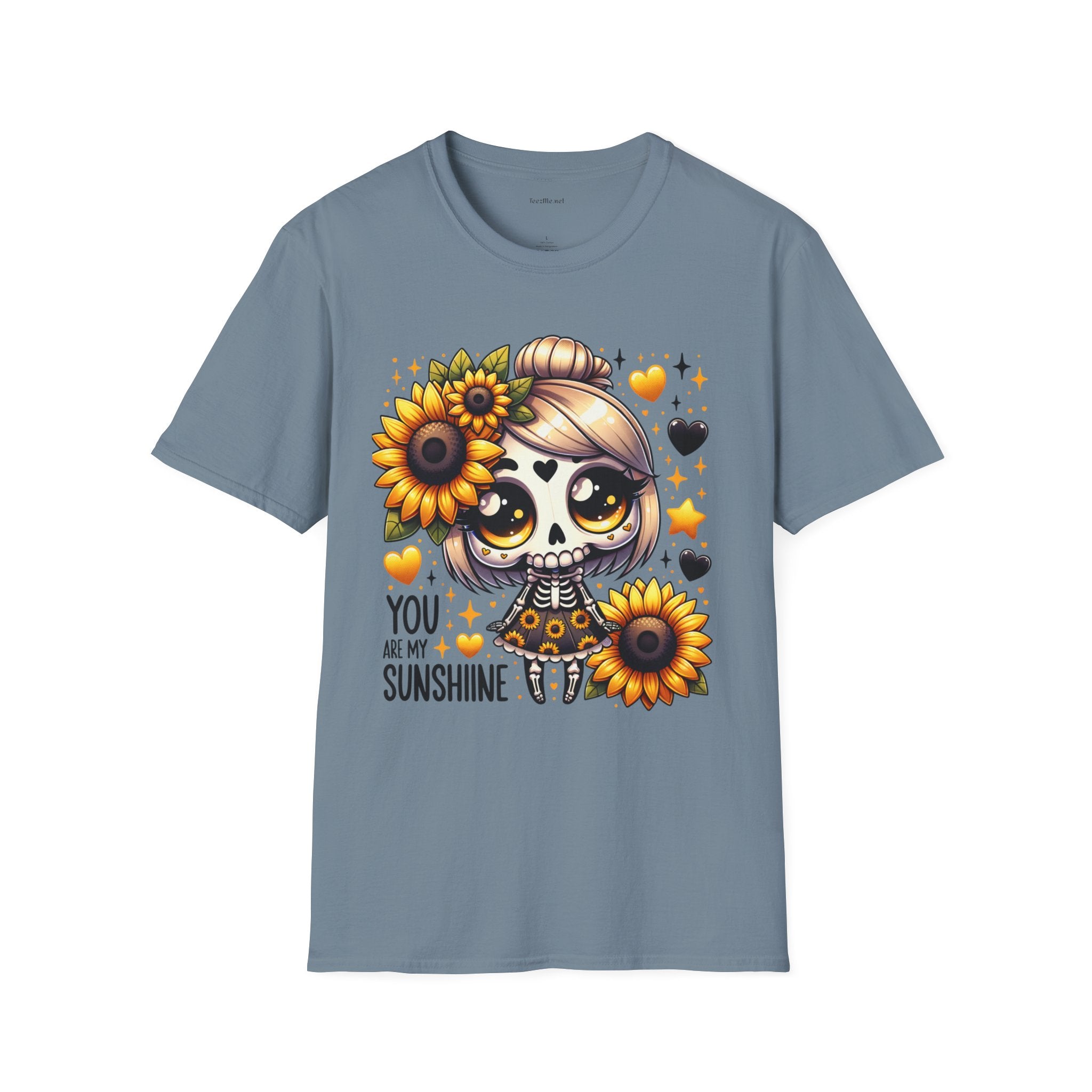 Sunflower Day of the Dead Tee — "You Are My Sunshine" Cute Sugar Skull Shirt