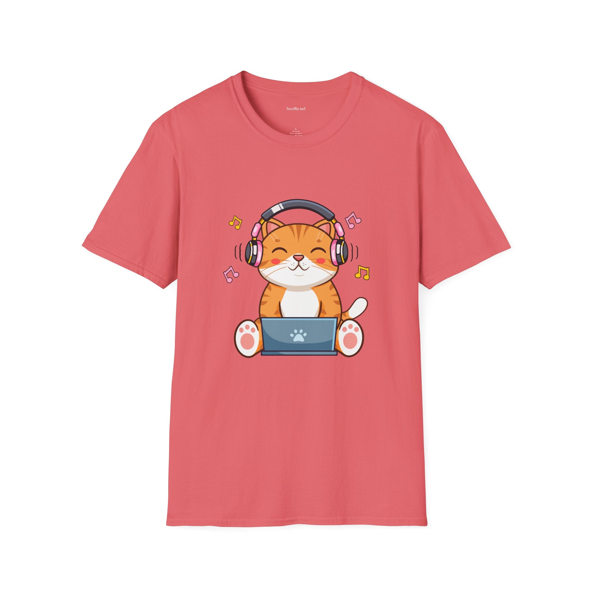 Cat with Headphones T-Shirt — Cute Music Kitty Tee