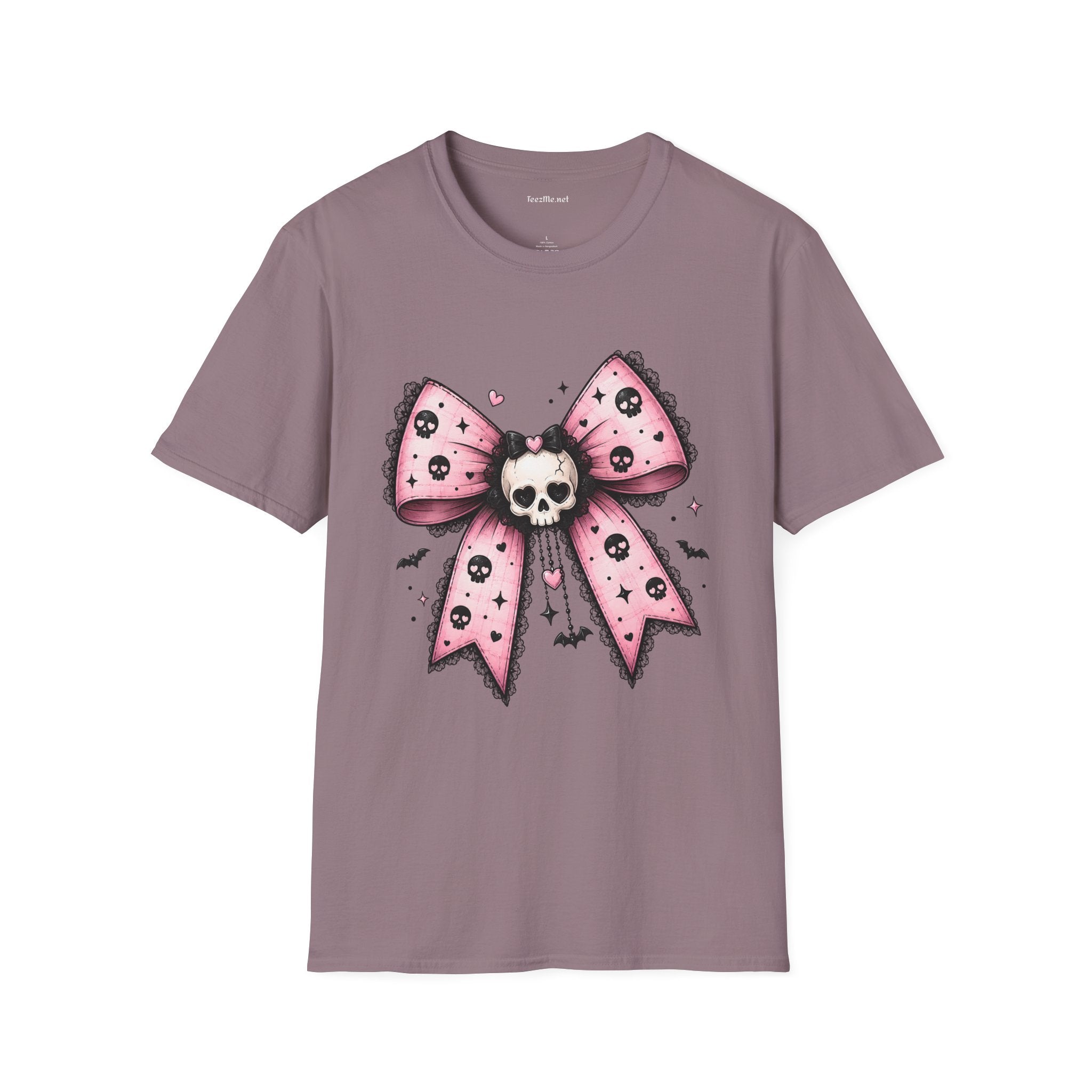 Skull Bow T-Shirt — Gothic Pink Ribbon Tee