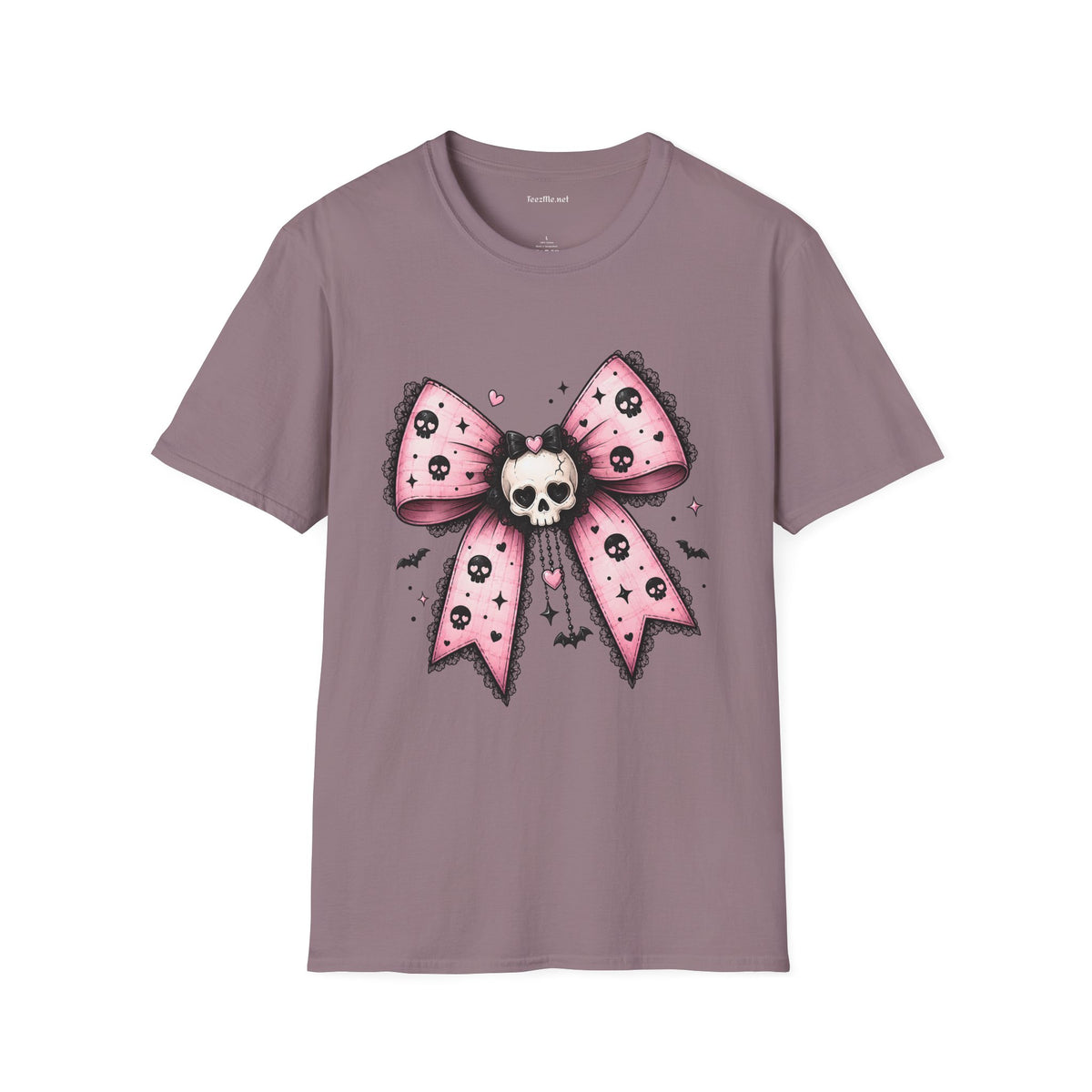Skull Bow T-Shirt — Gothic Pink Ribbon Tee