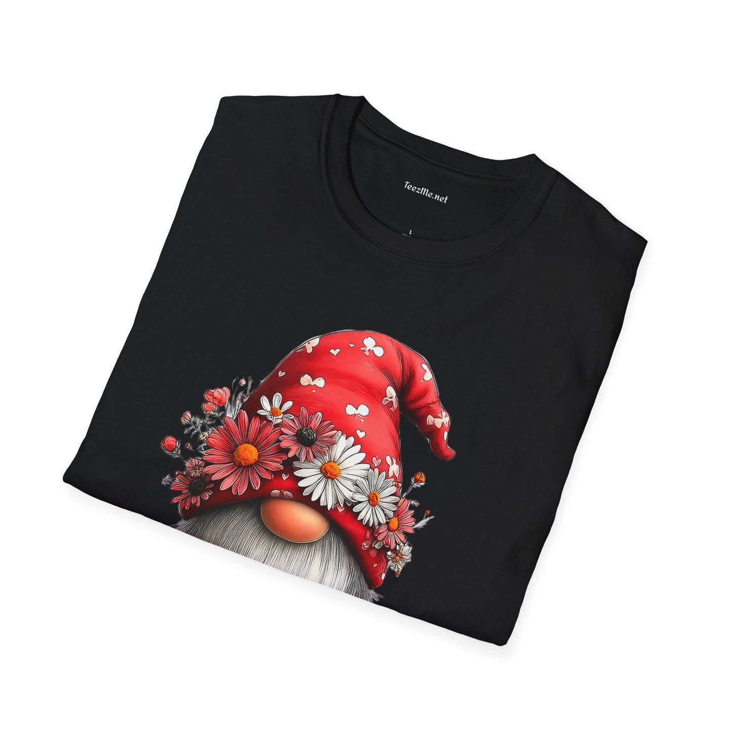 Floral Gnome Unisex SoftStyle T-Shirt 100% Cotton Graphic