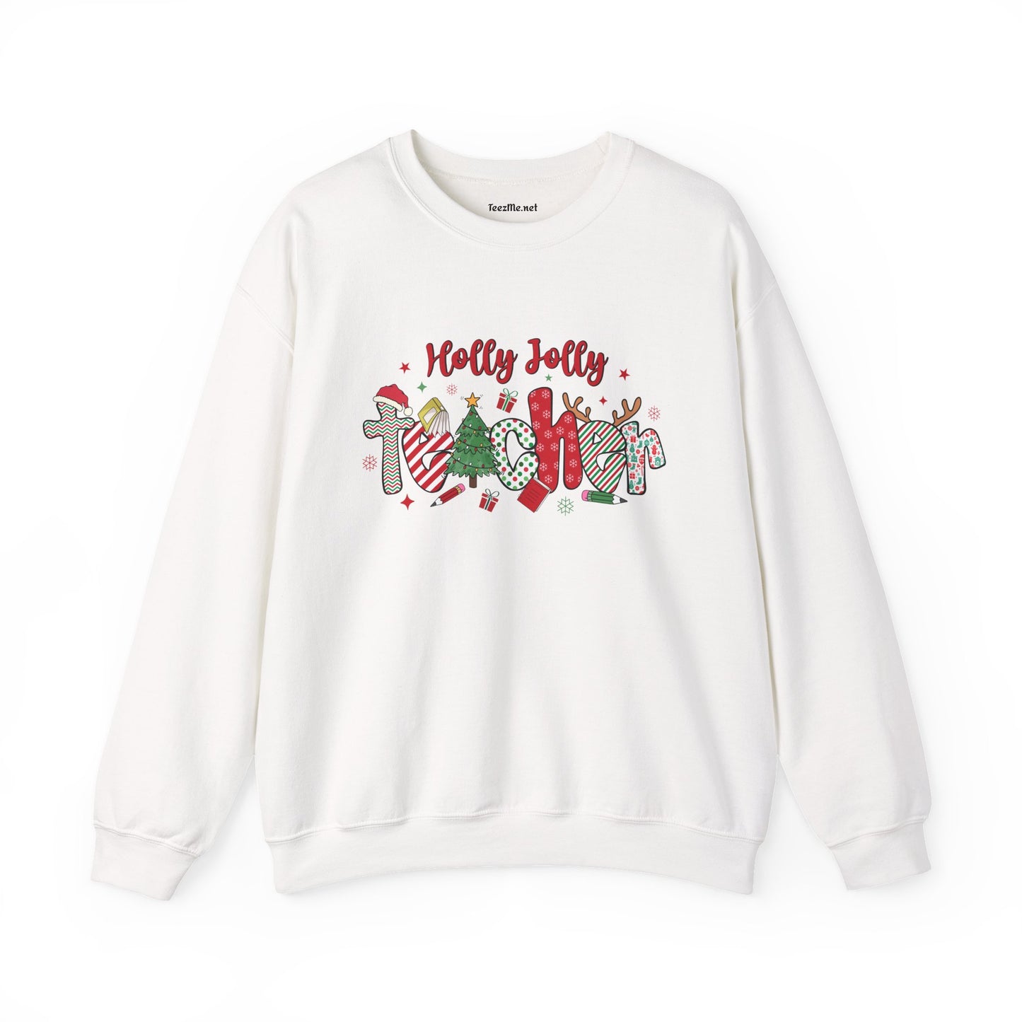Holly Jolly Teacher Unisex Heavy Blend™ Crewneck Sweatshirt Inspirational Christmas