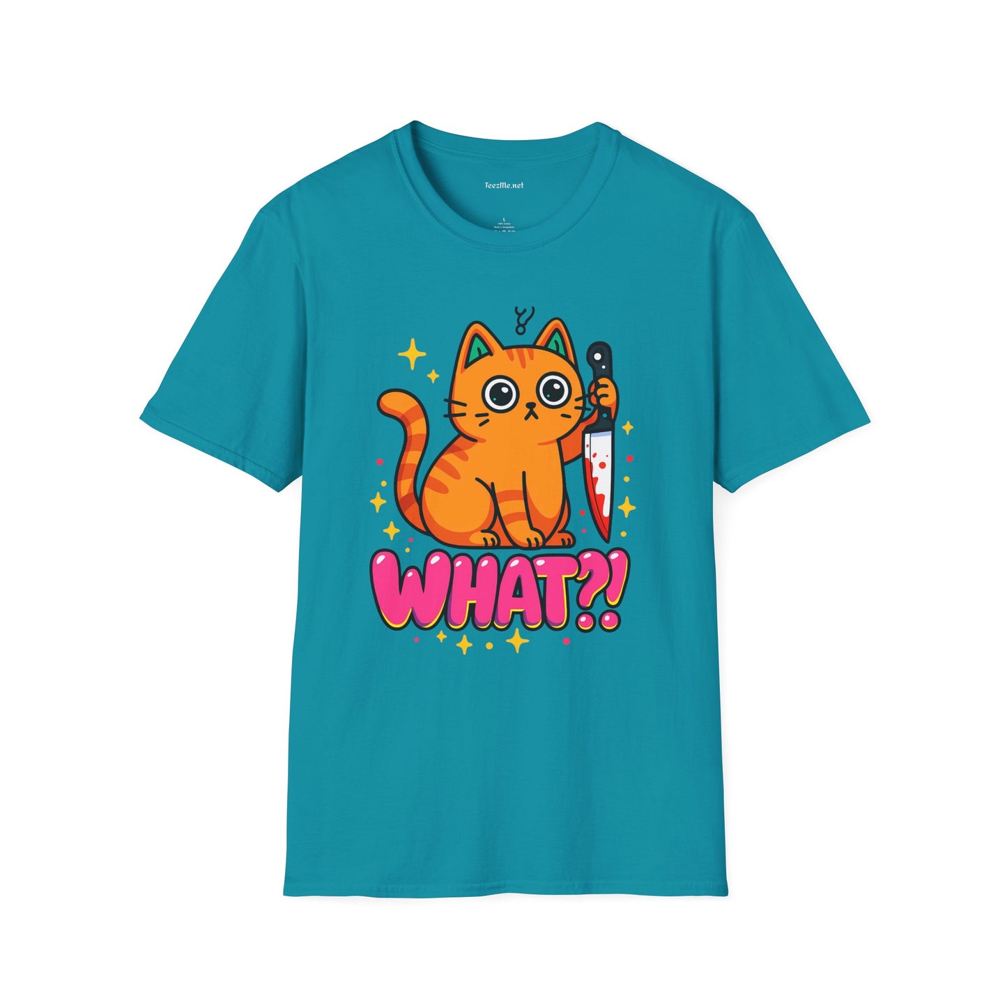 What? Murderous Cat Unisex Softstyle T-Shirt 100% Cotton