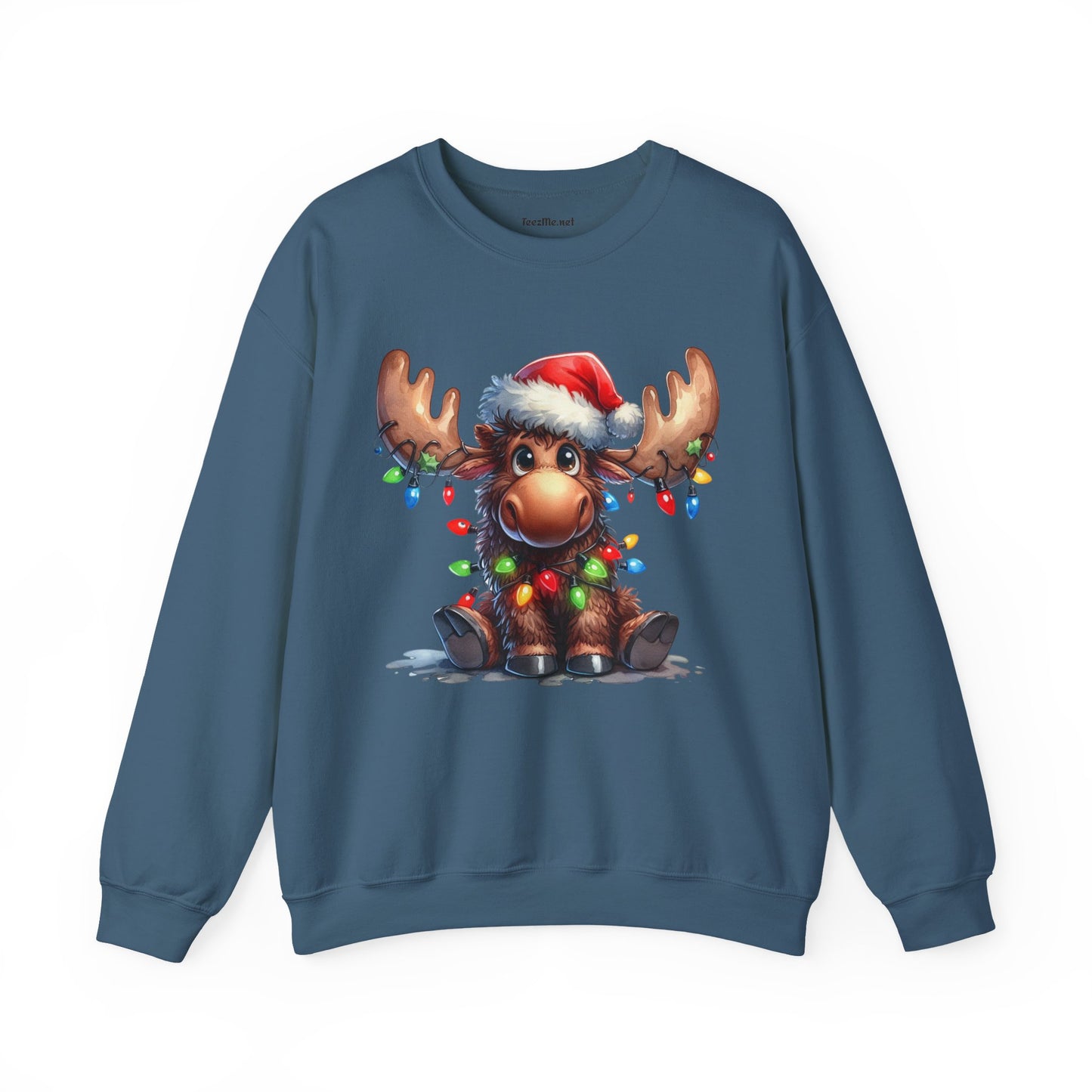 Adorable Christmas Moose Unisex Heavy Blend™ Crewneck Sweatshirt Graphic Seasonal