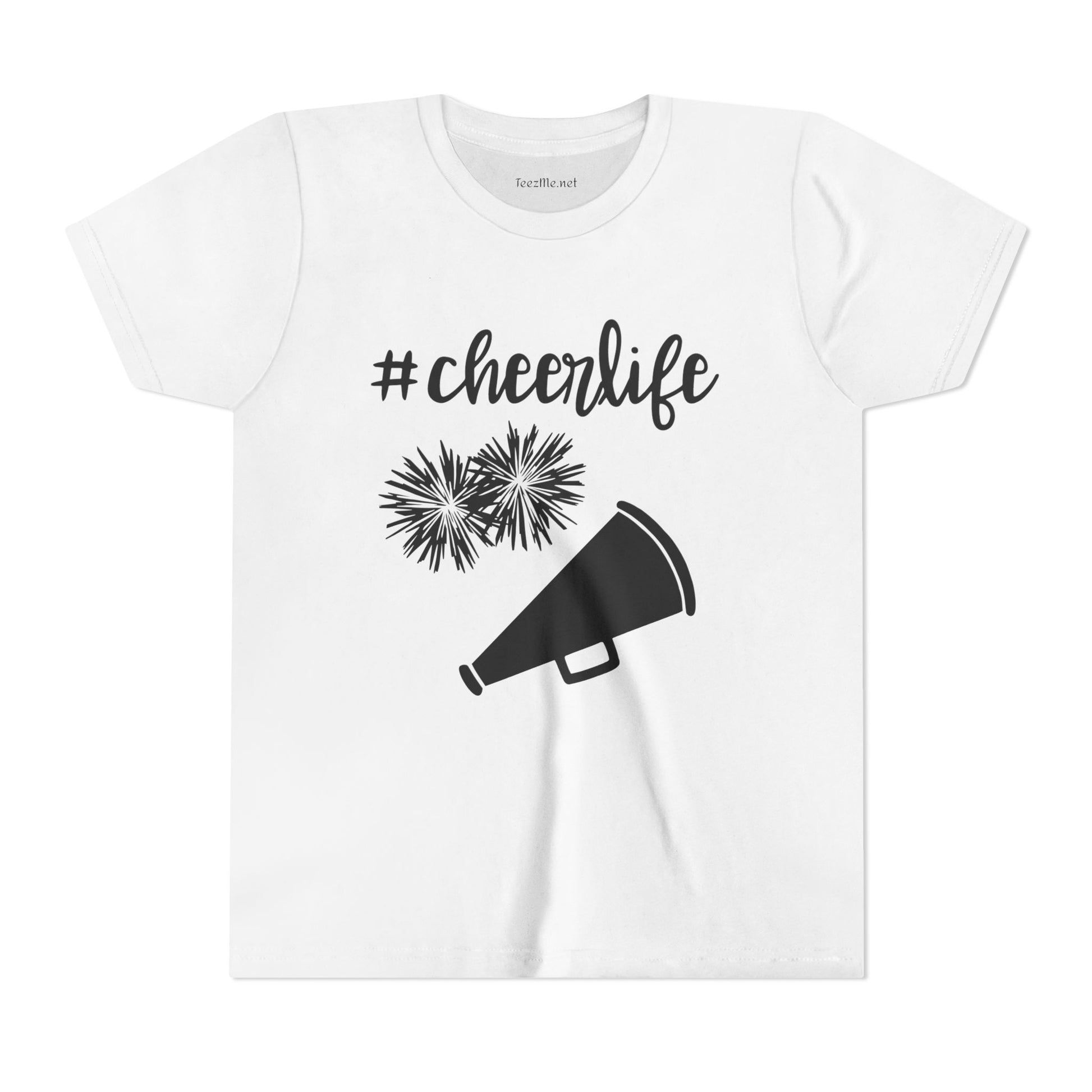 Youth Cheer Tee - “#cheerlife” Megaphone & Pom Design