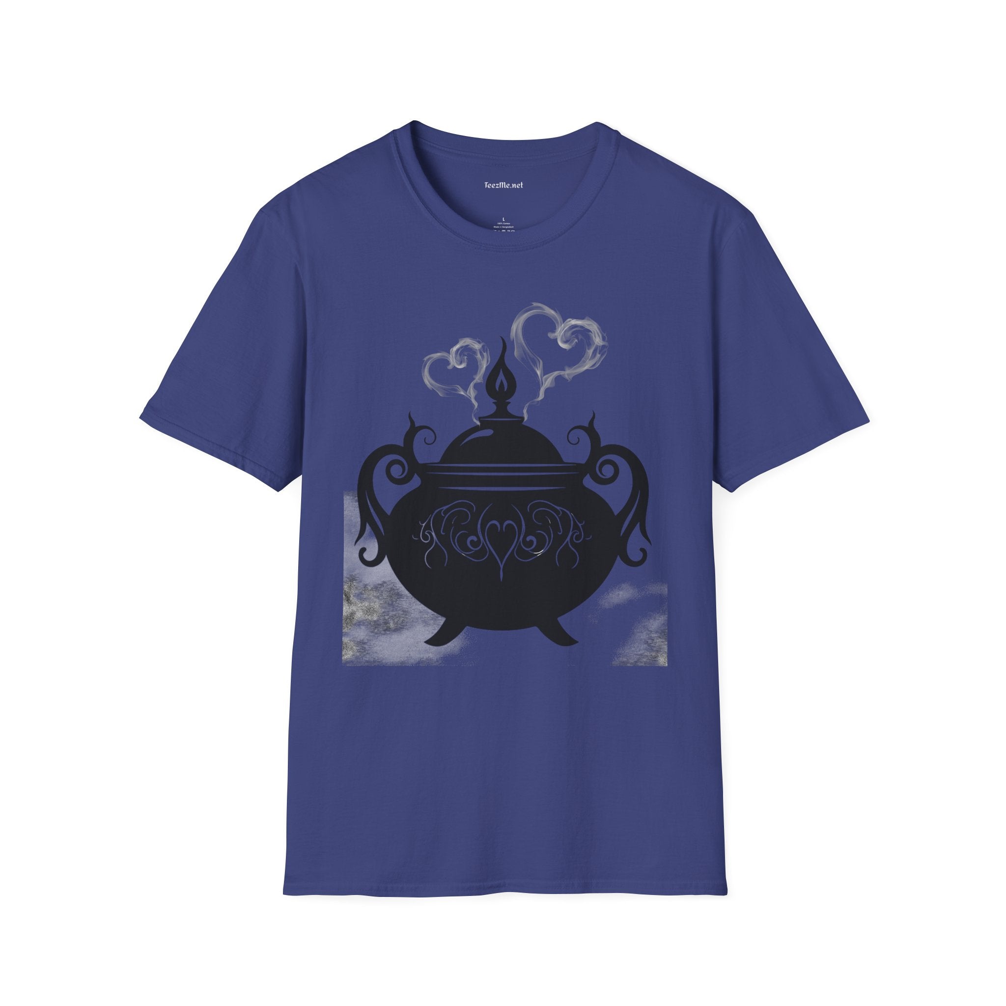 Black Cauldron with Hearts Unisex Soft T-Shirt 100% Cotton Graphic