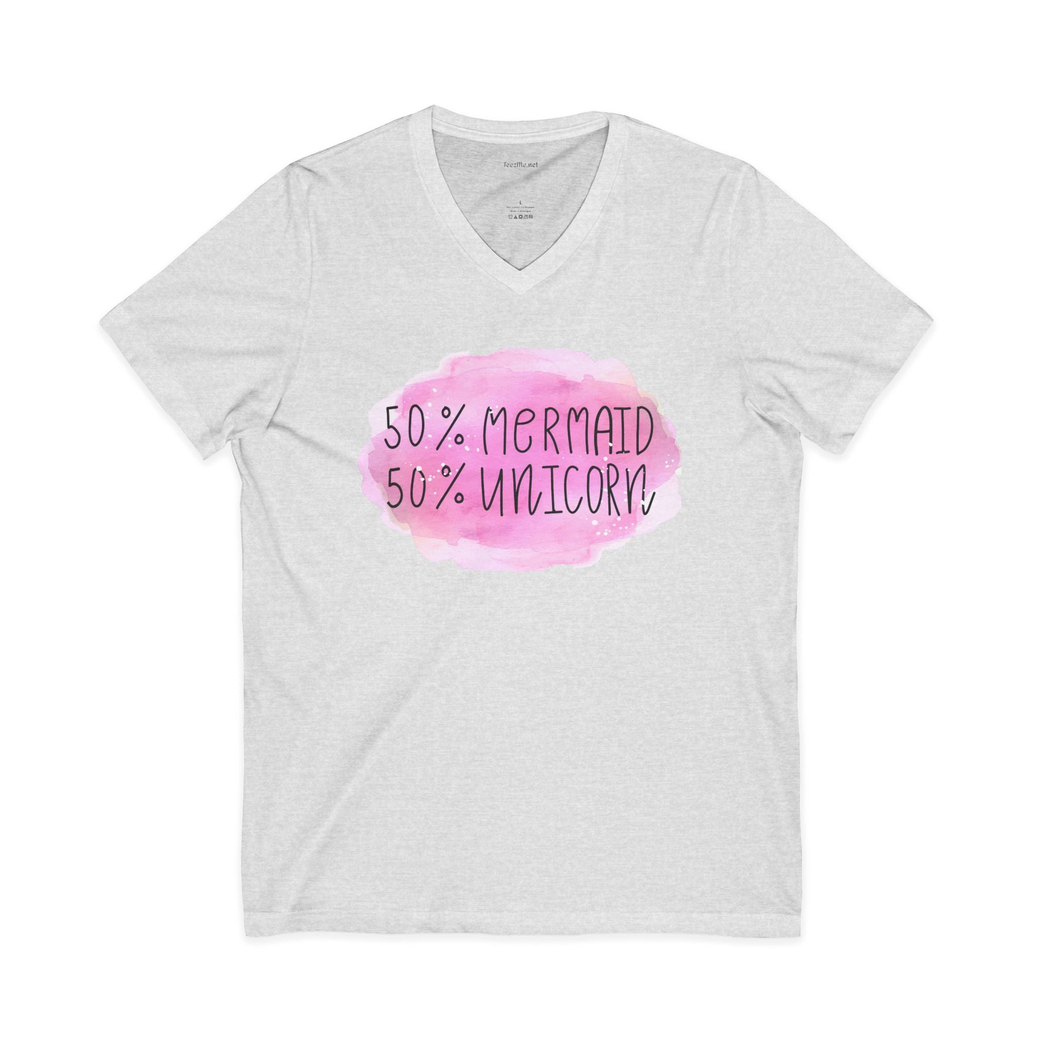 50% Mermaid 50% Unicorn - Unisex Jersey Short Sleeve V-Neck Tee