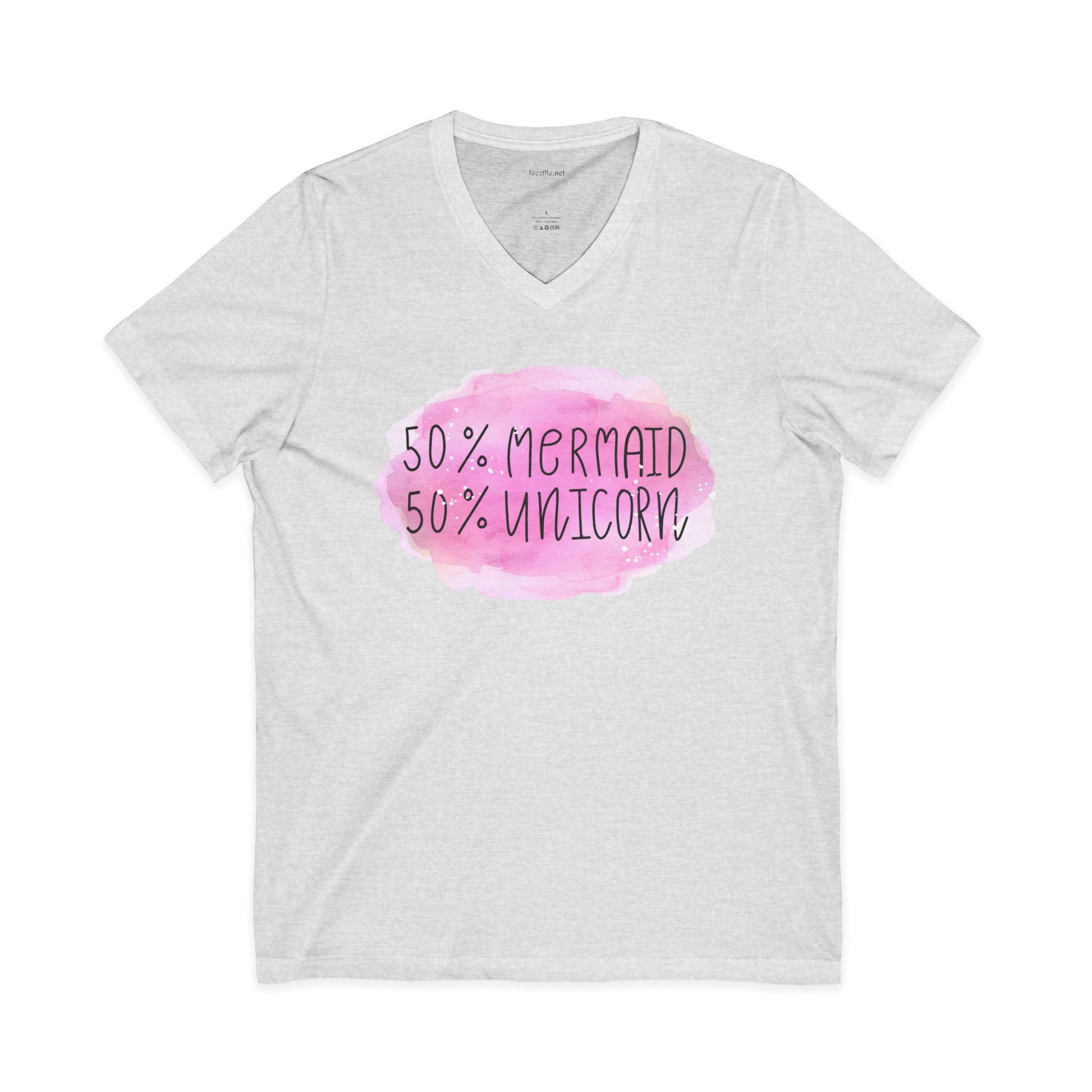 50% Mermaid 50% Unicorn - Unisex Jersey Short Sleeve V-Neck Tee