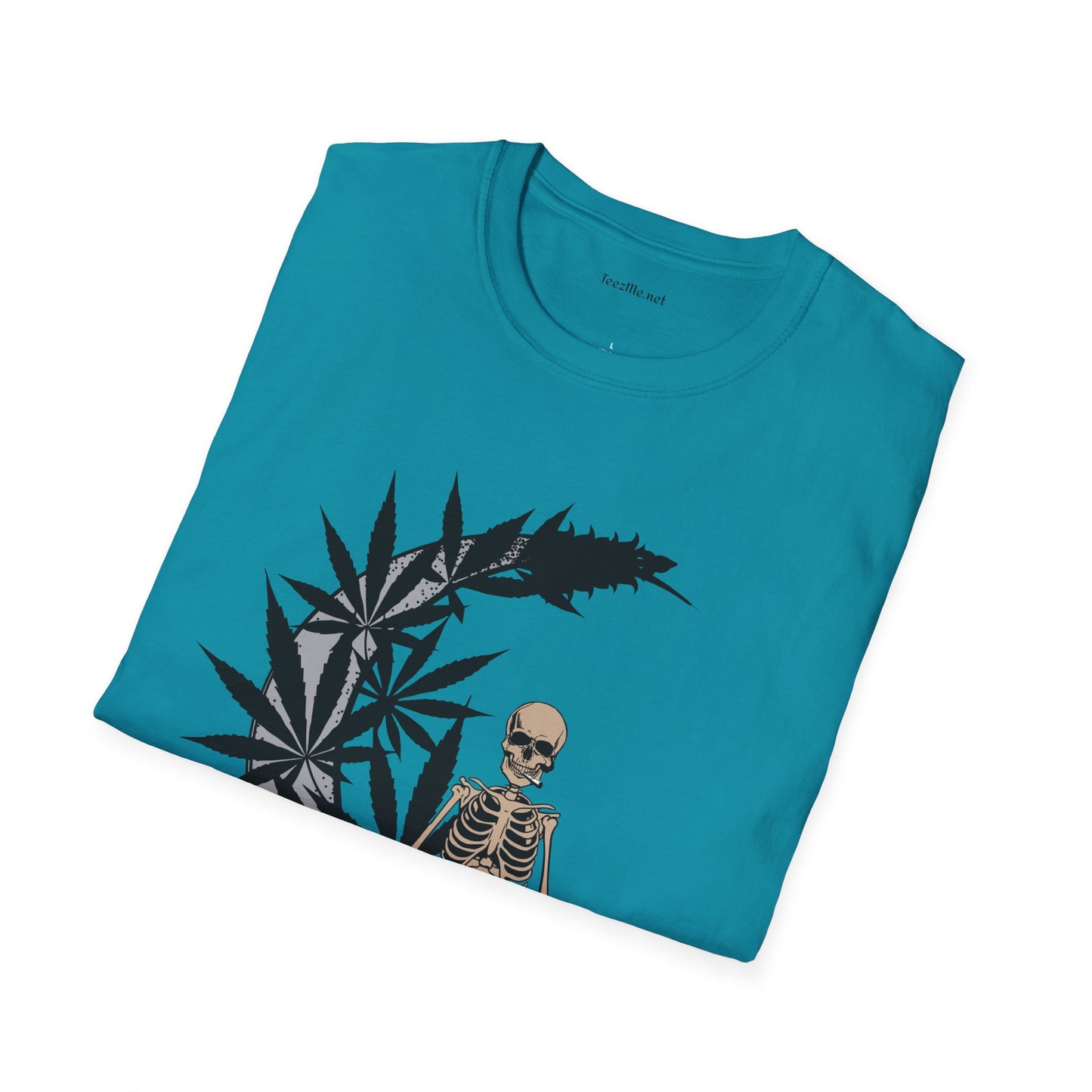 Smoking Skeleton - Unisex Softstyle T-Shirt 100% Cotton Graphic