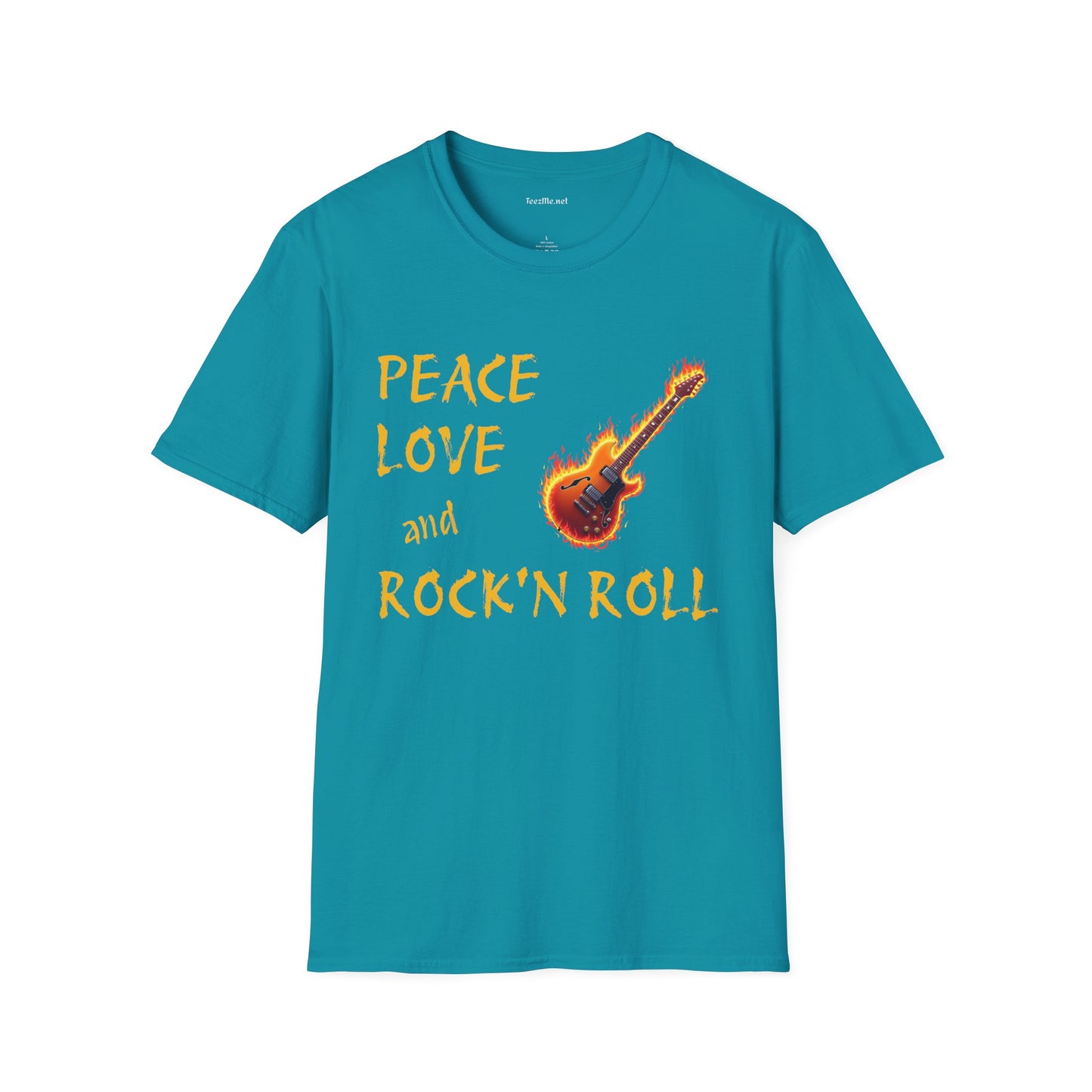 Peace Love and Rock'n Roll - Unisex Softstyle T-Shirt 100% Cotton Graphic