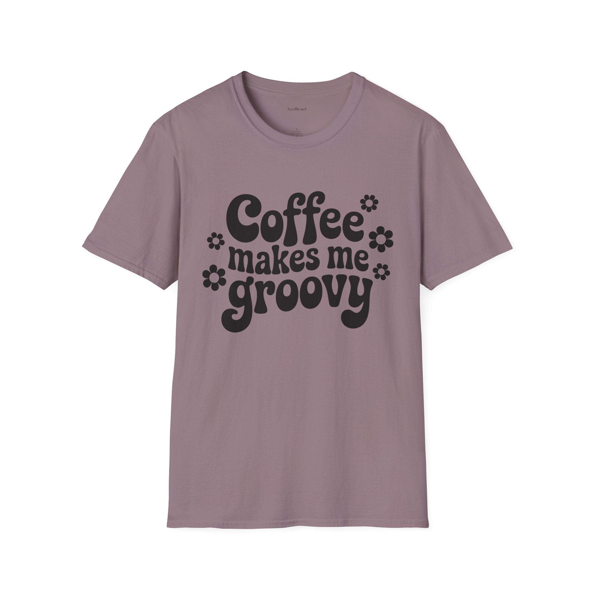 Groovy Coffee T-Shirt — “Coffee Makes Me Groovy” Retro Floral Tee