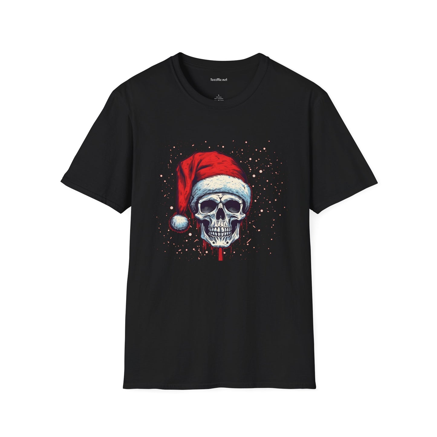 Creepy Santa Skeleton Unisex Softstyle T-Shirt 100% Cotton Graphic