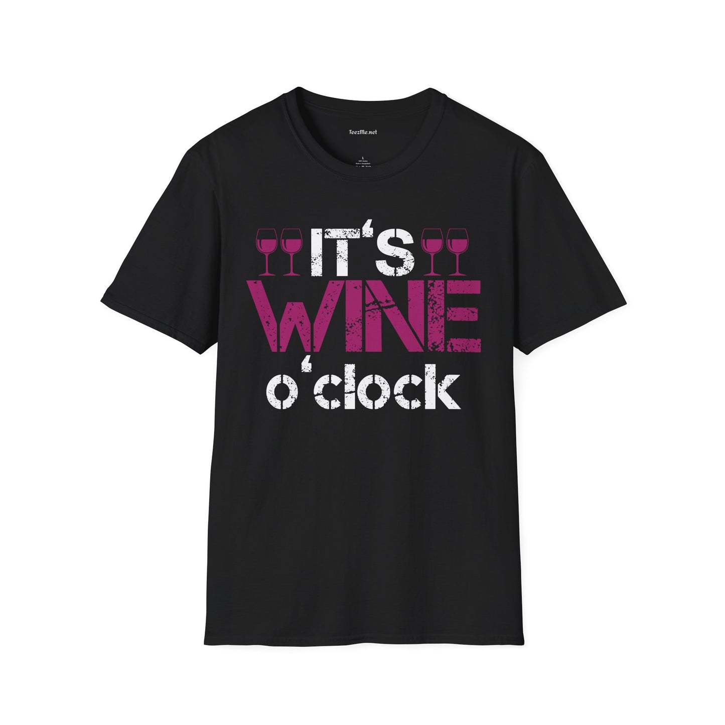 It's Wine O'clock Unisex SoftStyle T-Shirt 100% Cotton Graphic