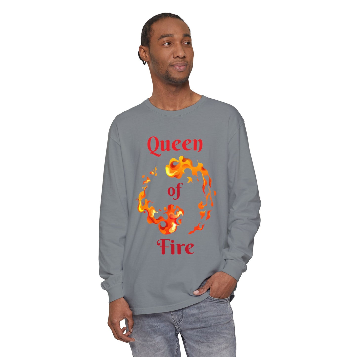 Queen of Fire - Unisex Garment-dyed Long Sleeve T-Shirt