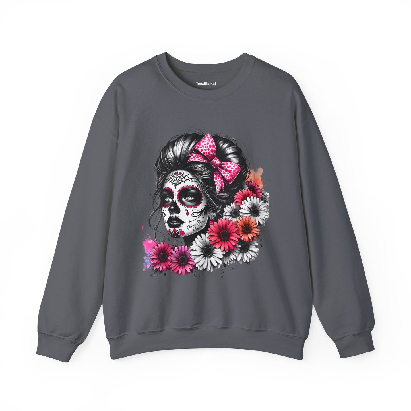 Day of the Dead Woman Sugar Skull Unisex Heavy Blend™ Crewneck Sweatshirt Graphic