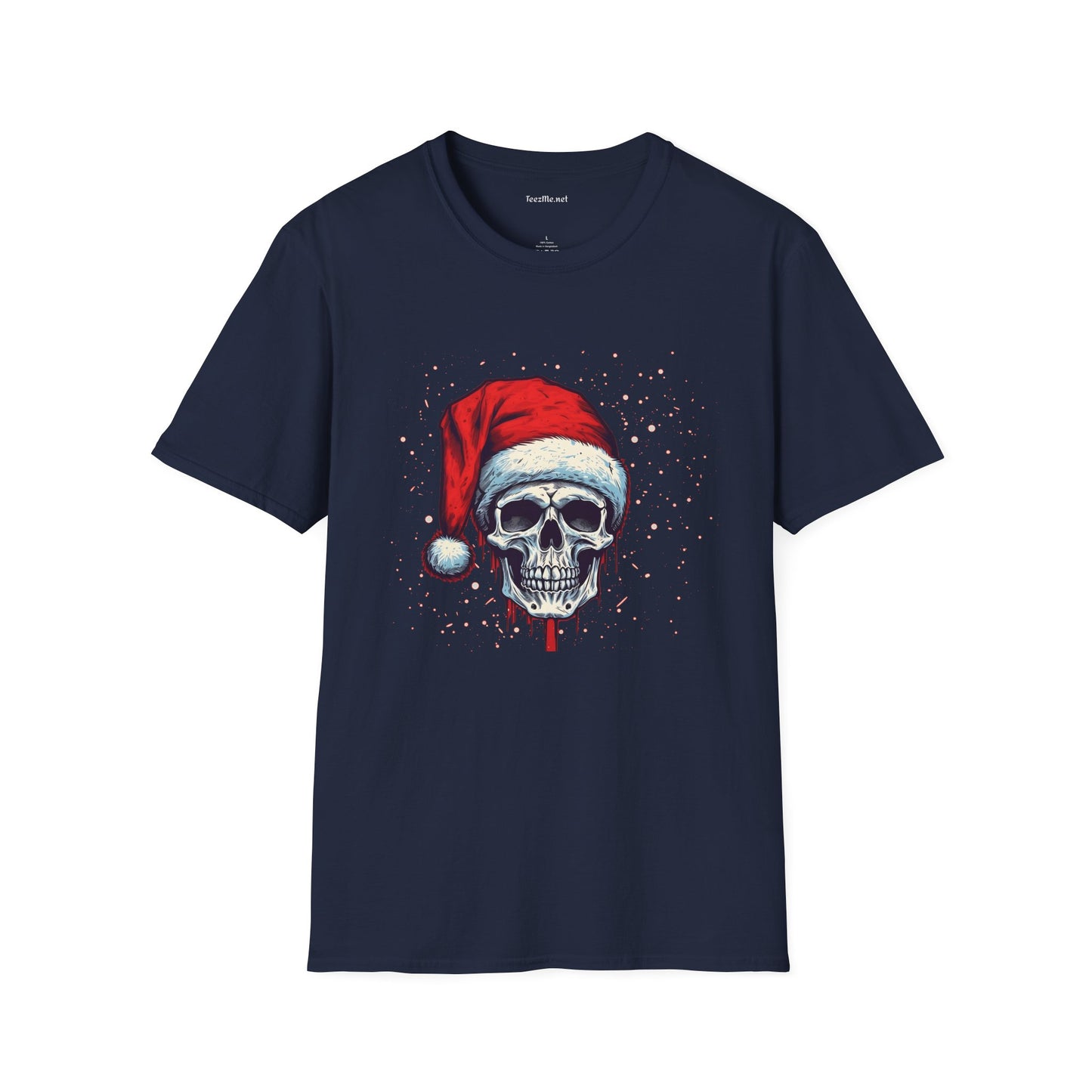 Creepy Santa Skeleton Unisex Softstyle T-Shirt 100% Cotton Graphic