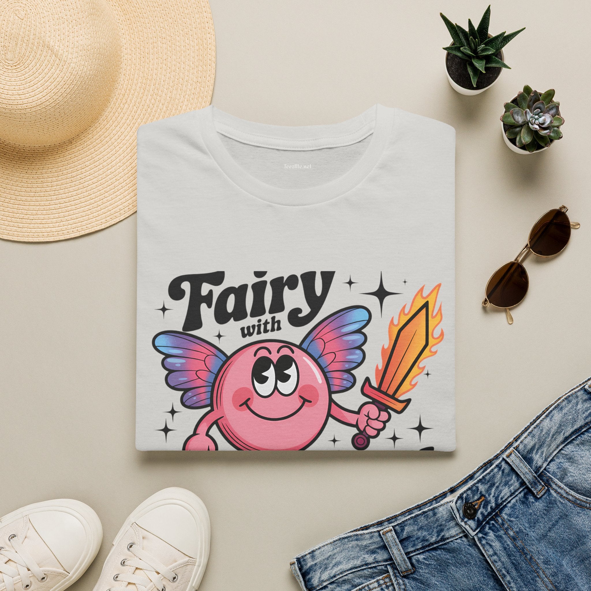 Fairy with Lots of Fury Unisex Softstyle T-Shirt 100% Cotton Graphic