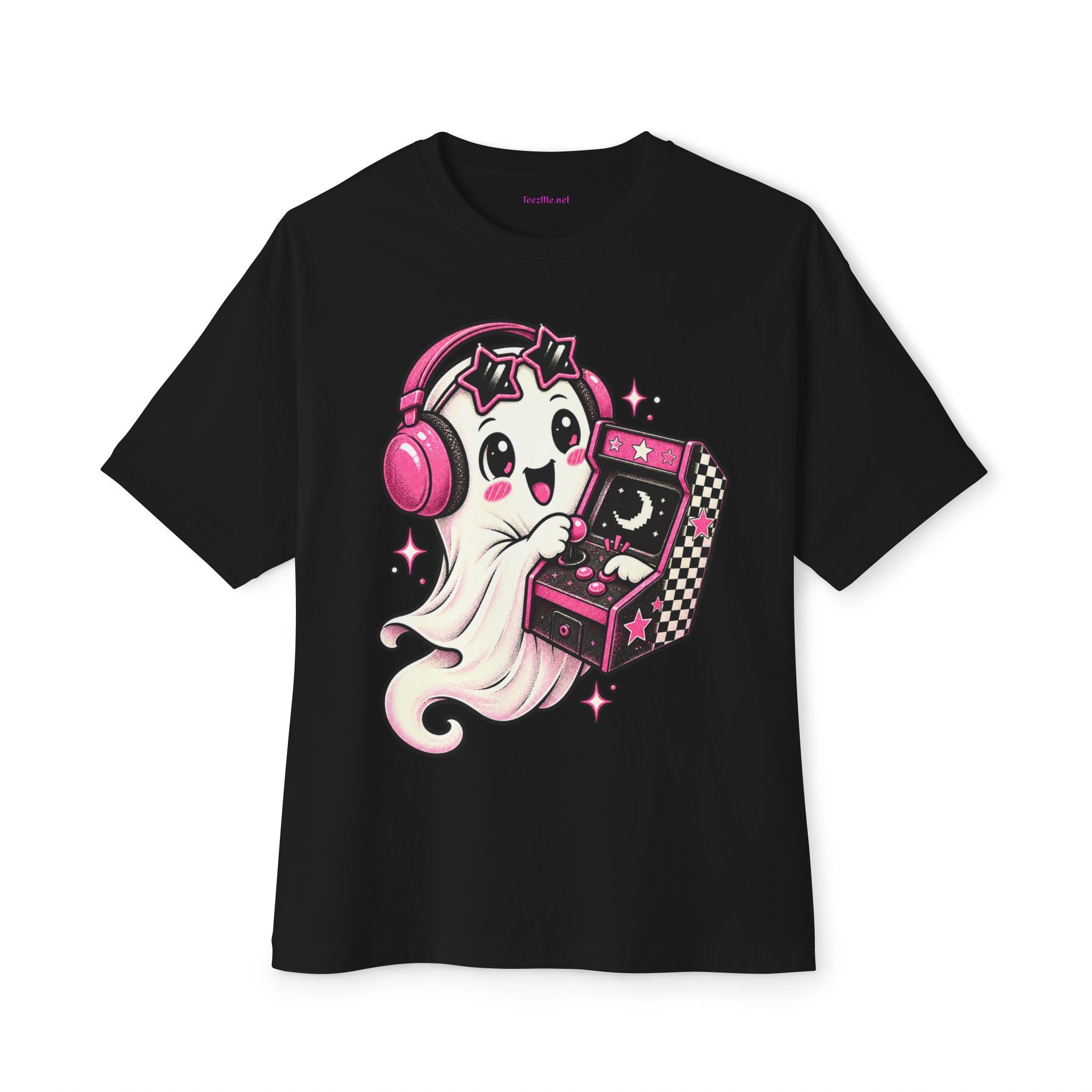 Cute Ghost Arcade Tee — Kawaii Pink Gaming Shirt