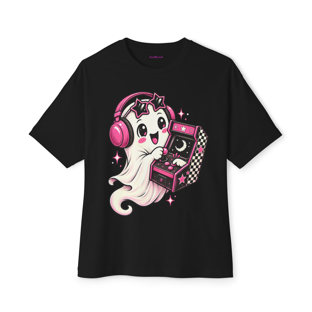 Cute Ghost Arcade Tee — Kawaii Pink Gaming Shirt