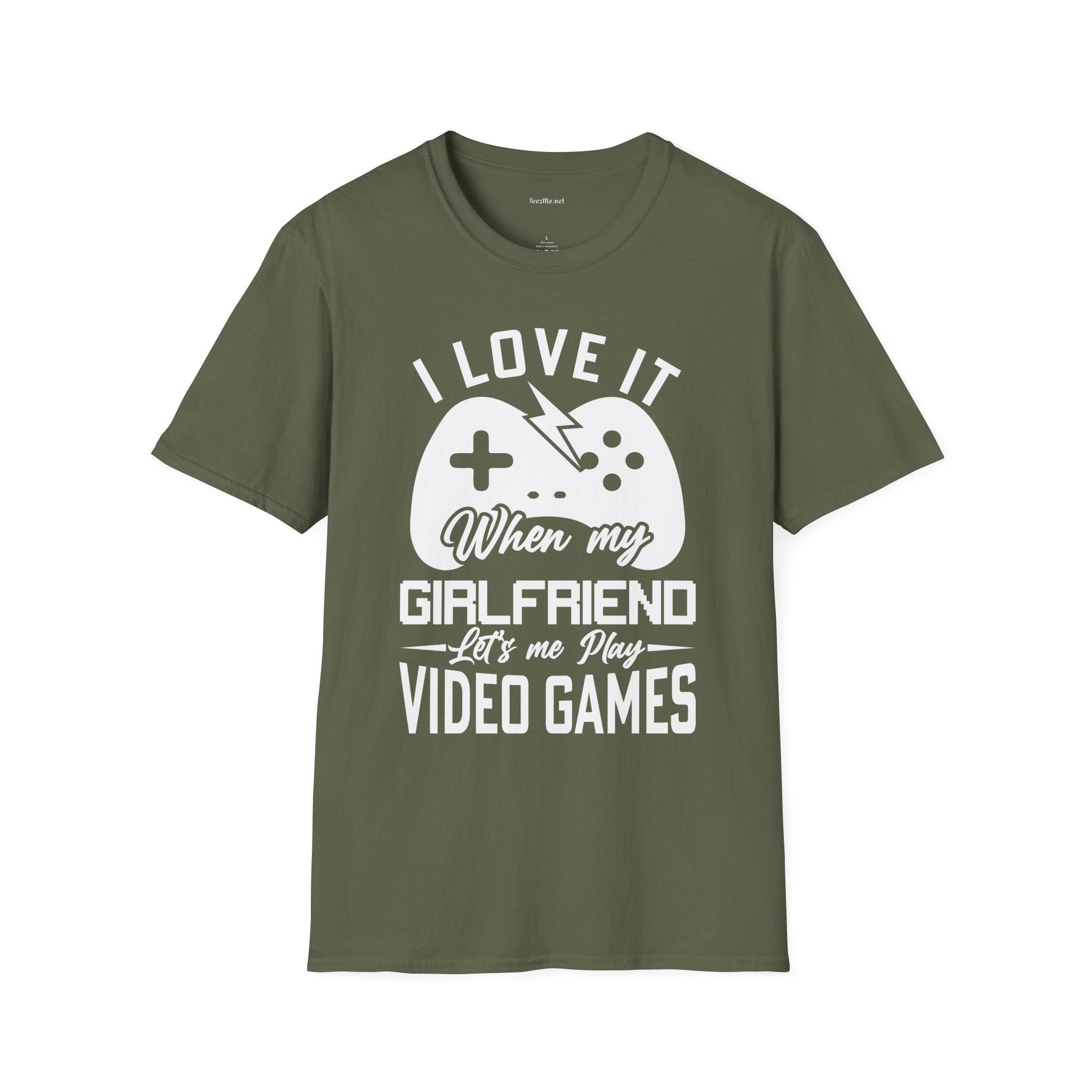 I Love It When My Girlfriend Let's Me Play Unisex Softstyle T-Shirt 100% Cotton Graphic