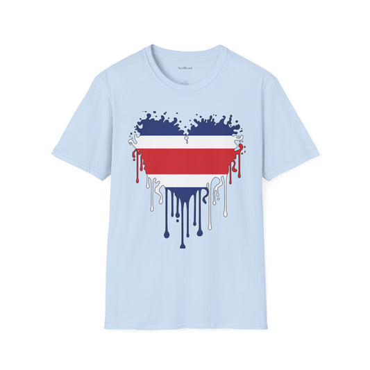 Costa Rica Dripping Heart Unisex Softstyle T-Shirt 100% Cotton