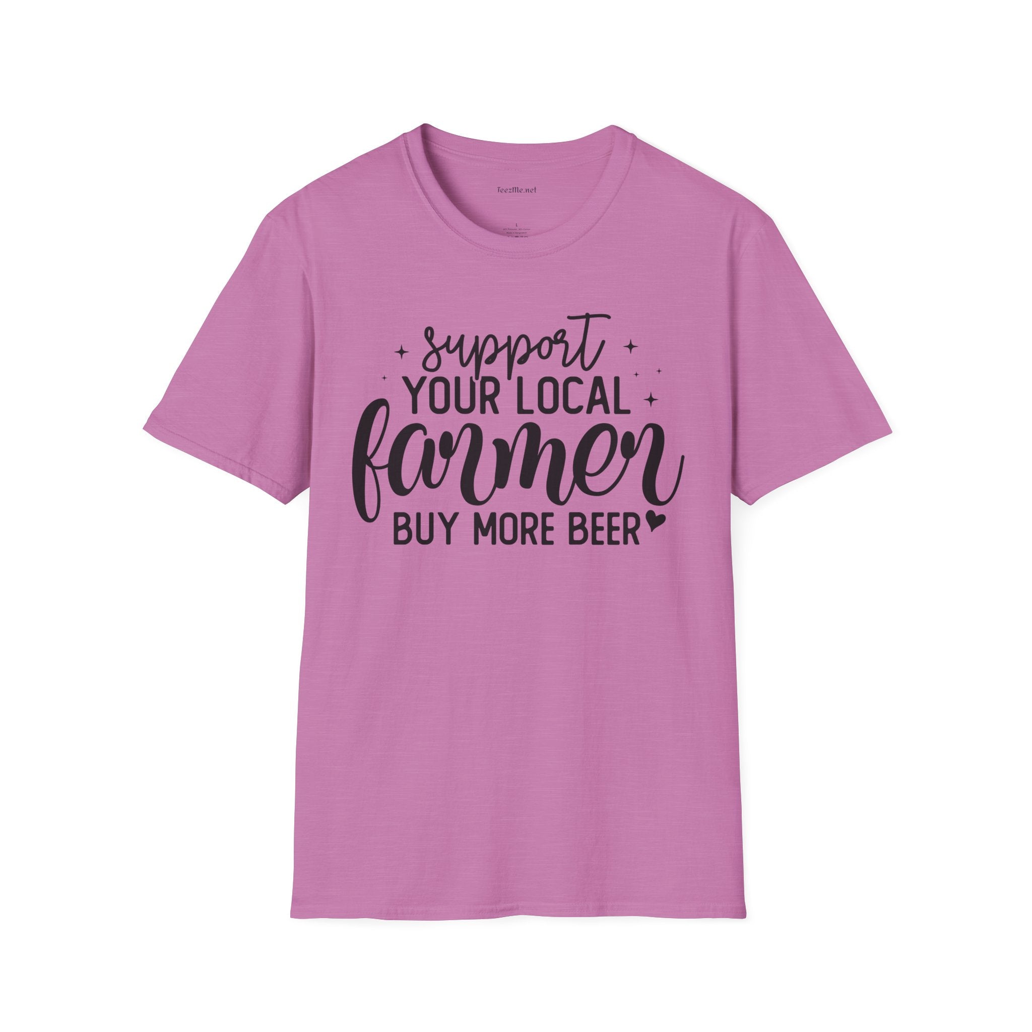Support Your Local Farmer Buy Beer Unisex Soft Style T-Shirt 100% Cotton Graphic
